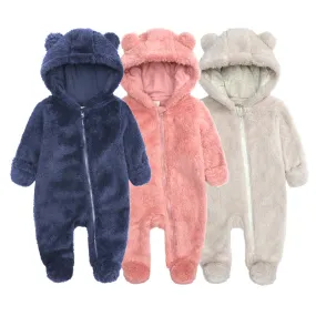 0-12M Baby Flannel Outdoor Hooded Jumpsuit Wholesale Baby Clothes V3823092100056