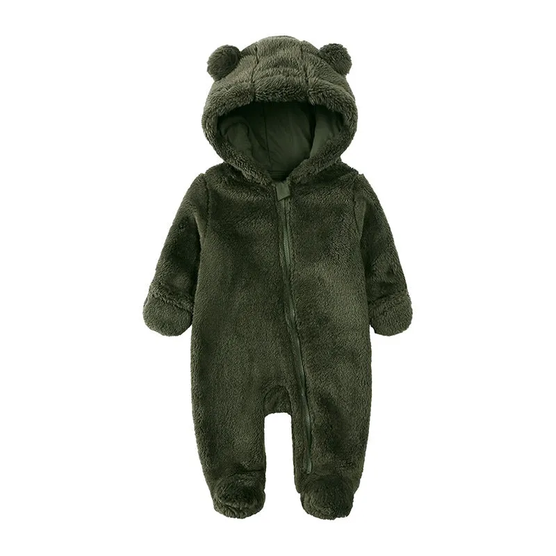 0-12M Baby Flannel Outdoor Hooded Jumpsuit Wholesale Baby Clothes V3823092100056