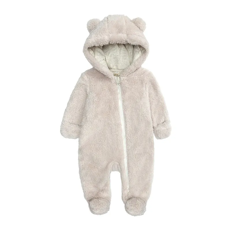 0-12M Baby Flannel Outdoor Hooded Jumpsuit Wholesale Baby Clothes V3823092100056