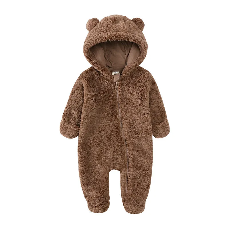 0-12M Baby Flannel Outdoor Hooded Jumpsuit Wholesale Baby Clothes V3823092100056