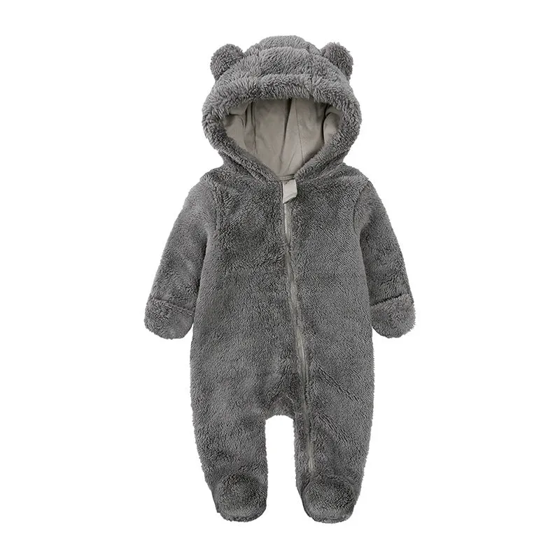 0-12M Baby Flannel Outdoor Hooded Jumpsuit Wholesale Baby Clothes V3823092100056