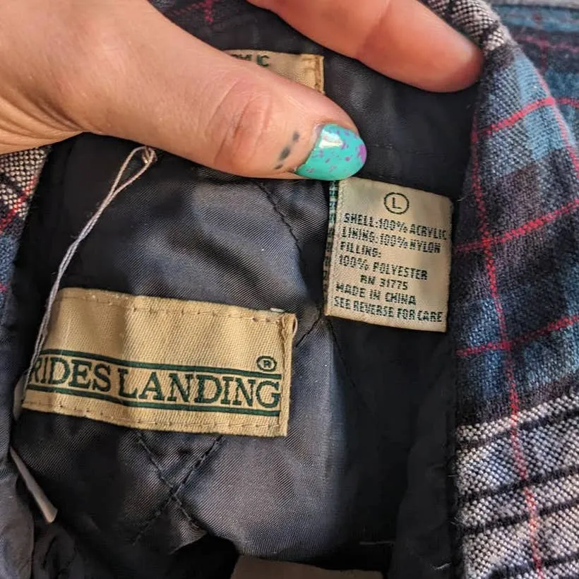 90s Vintage Forest Green Grunge Thermal Flannel Barn Coat Oversize Plaid Shacket