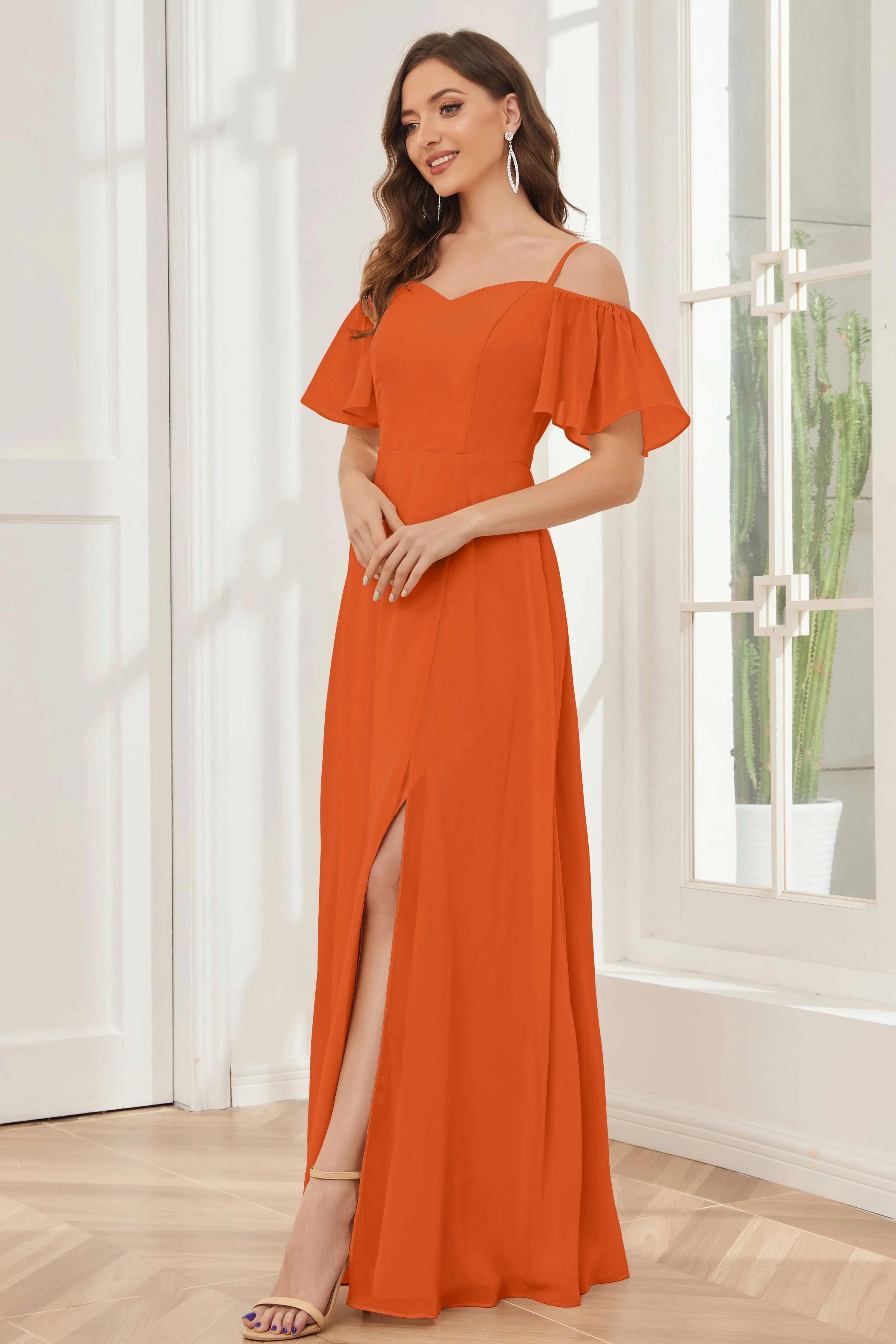 A-line Off the Shoulder Chiffon Bridesmaid Dresses