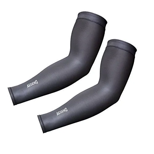 Aegend UV Protection Cooling Arm Sleeves for Men Women, Sun Sleeves to Cover Arm for Cycling, Outdoor Sports, Gray, Large