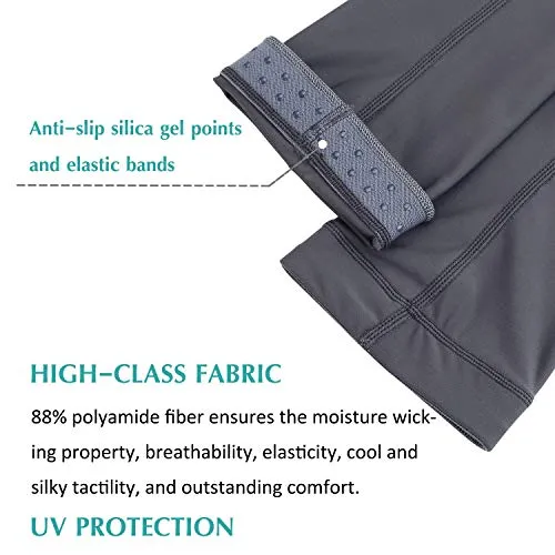 Aegend UV Protection Cooling Arm Sleeves for Men Women, Sun Sleeves to Cover Arm for Cycling, Outdoor Sports, Gray, Large