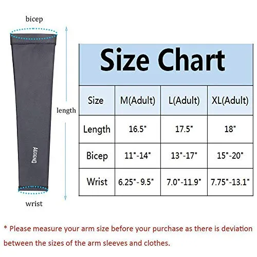 Aegend UV Protection Cooling Arm Sleeves for Men Women, Sun Sleeves to Cover Arm for Cycling, Outdoor Sports, Gray, Large