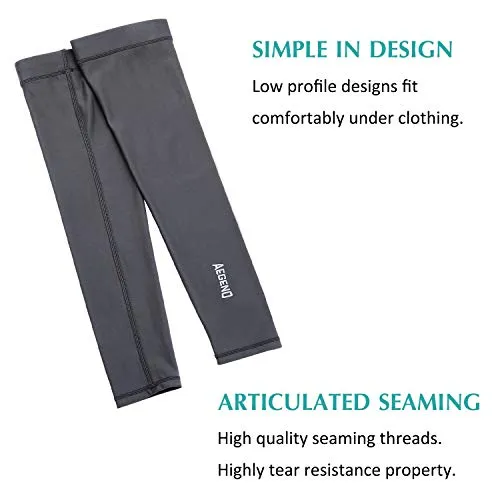 Aegend UV Protection Cooling Arm Sleeves for Men Women, Sun Sleeves to Cover Arm for Cycling, Outdoor Sports, Gray, Large