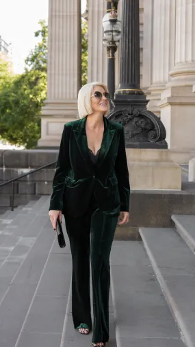 Alessandra Stretch Velvet Blazer - Emerald