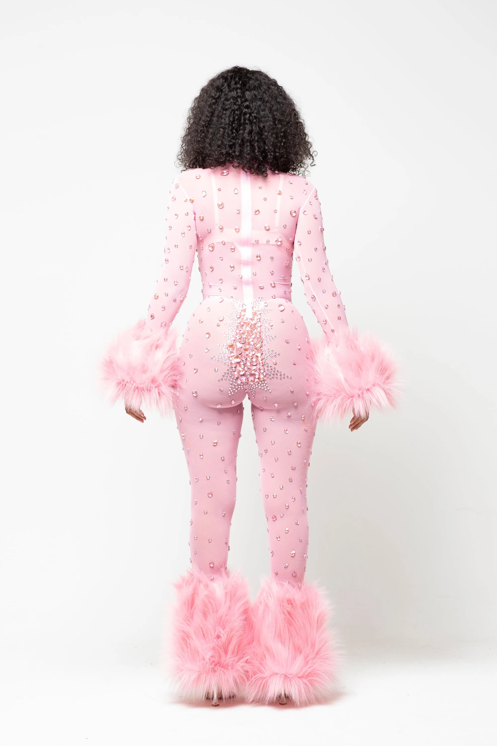 Allegra Baby Pink Rhinestone Jumpsuit Pre-Order