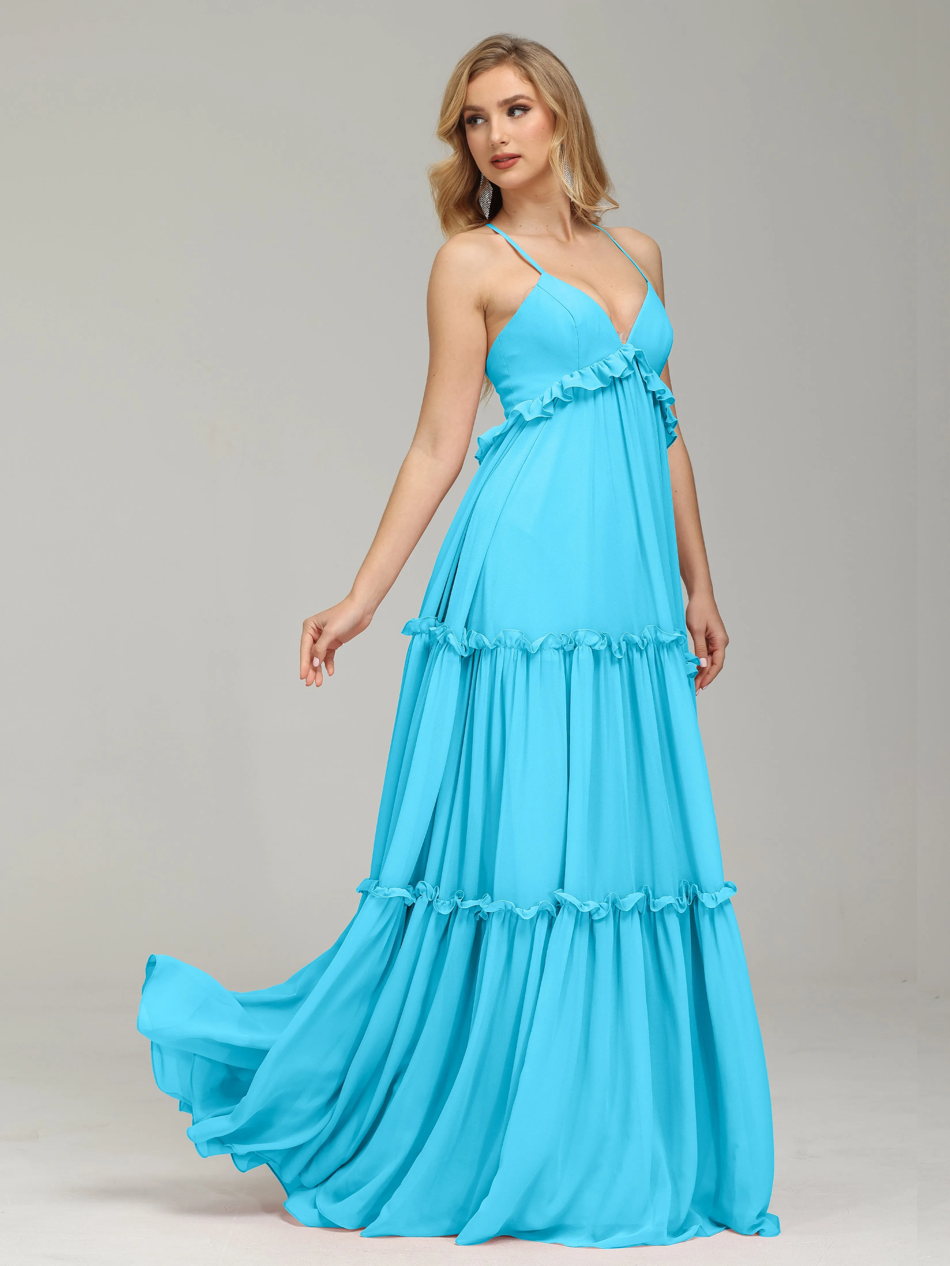 Amanda V-neck Empire Waist Prom Dress