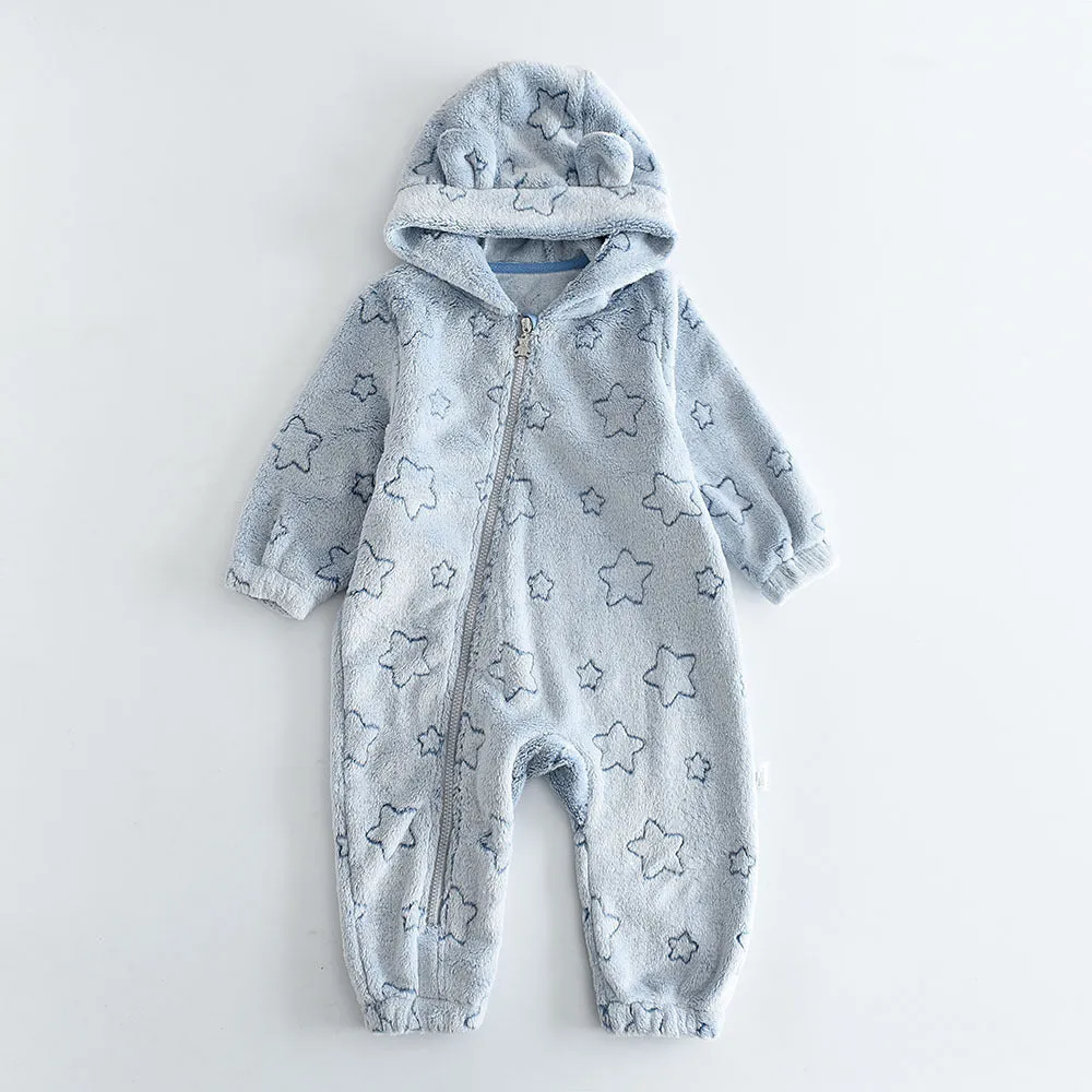 Baby Winter Warm Velvet Rompers - Cozy Long Sleeve Jumpsuit
