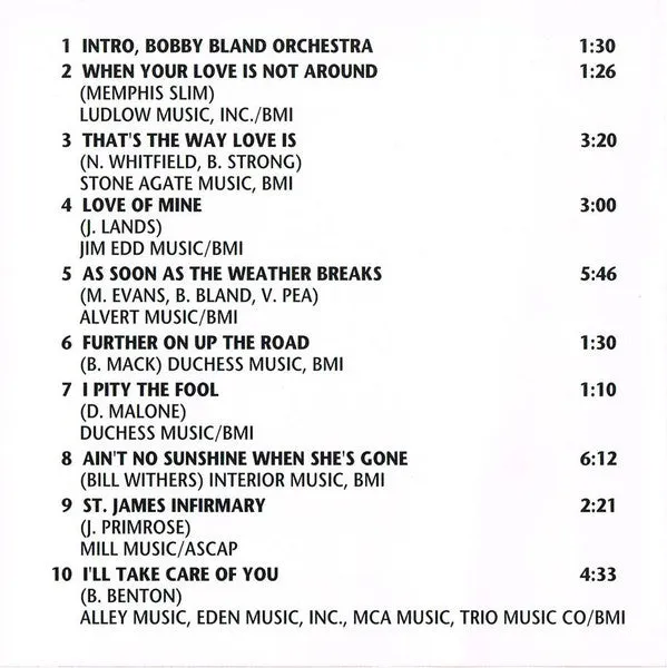 Bobby Blue Bland* - Live On Beale Street  (CD, Album) (NM or M-)