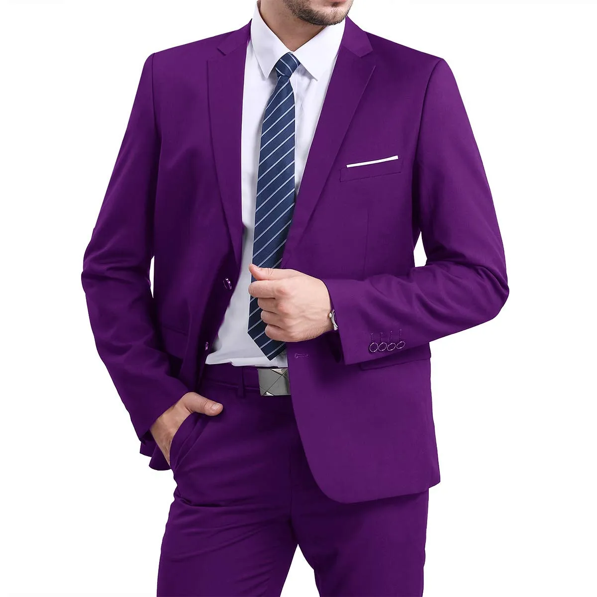 Classic Purple Blazer Two Buttons Blazer