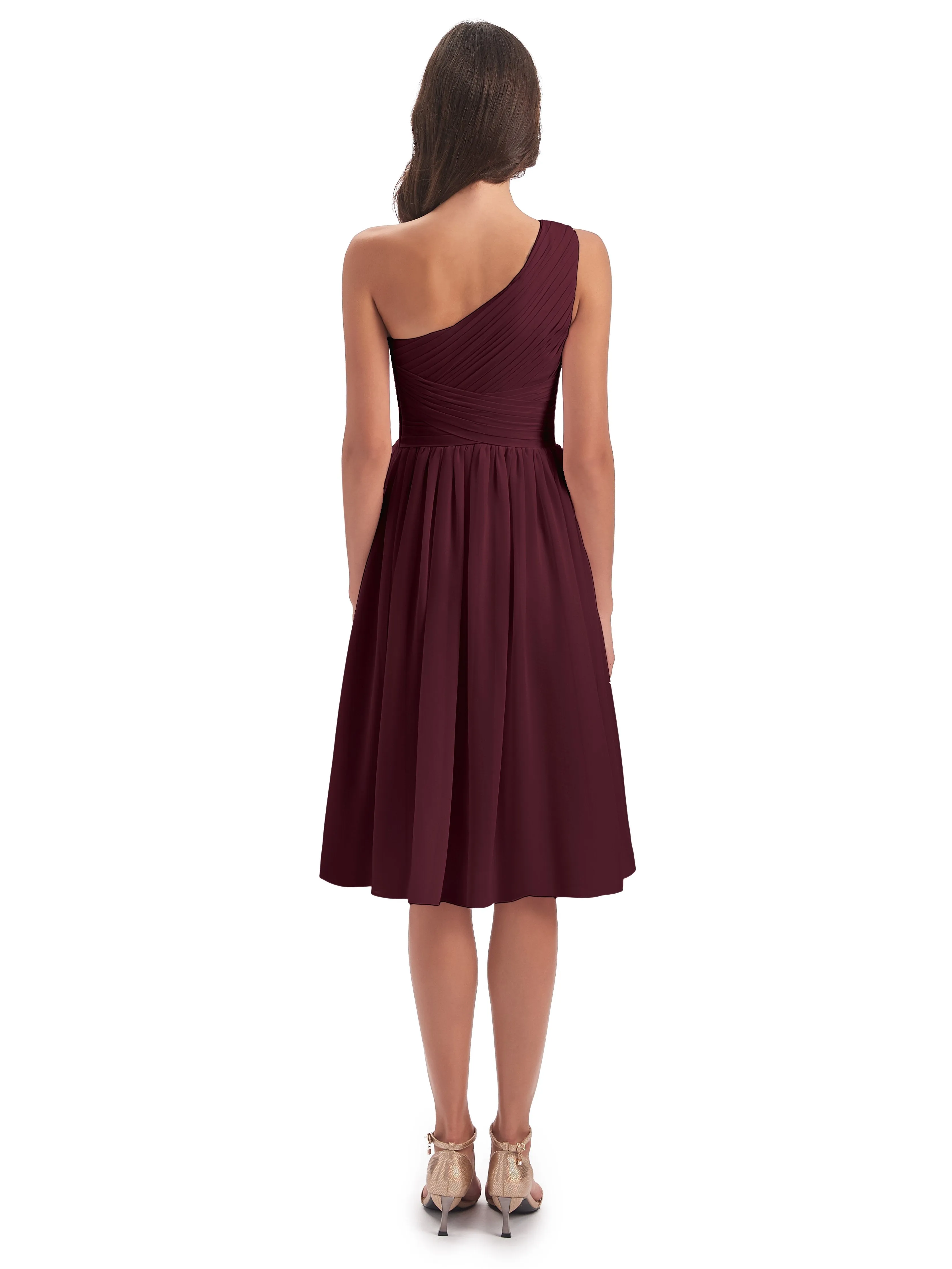 Delilah Simple Chiffon One Shoulder Short Bridesmaid Dresses