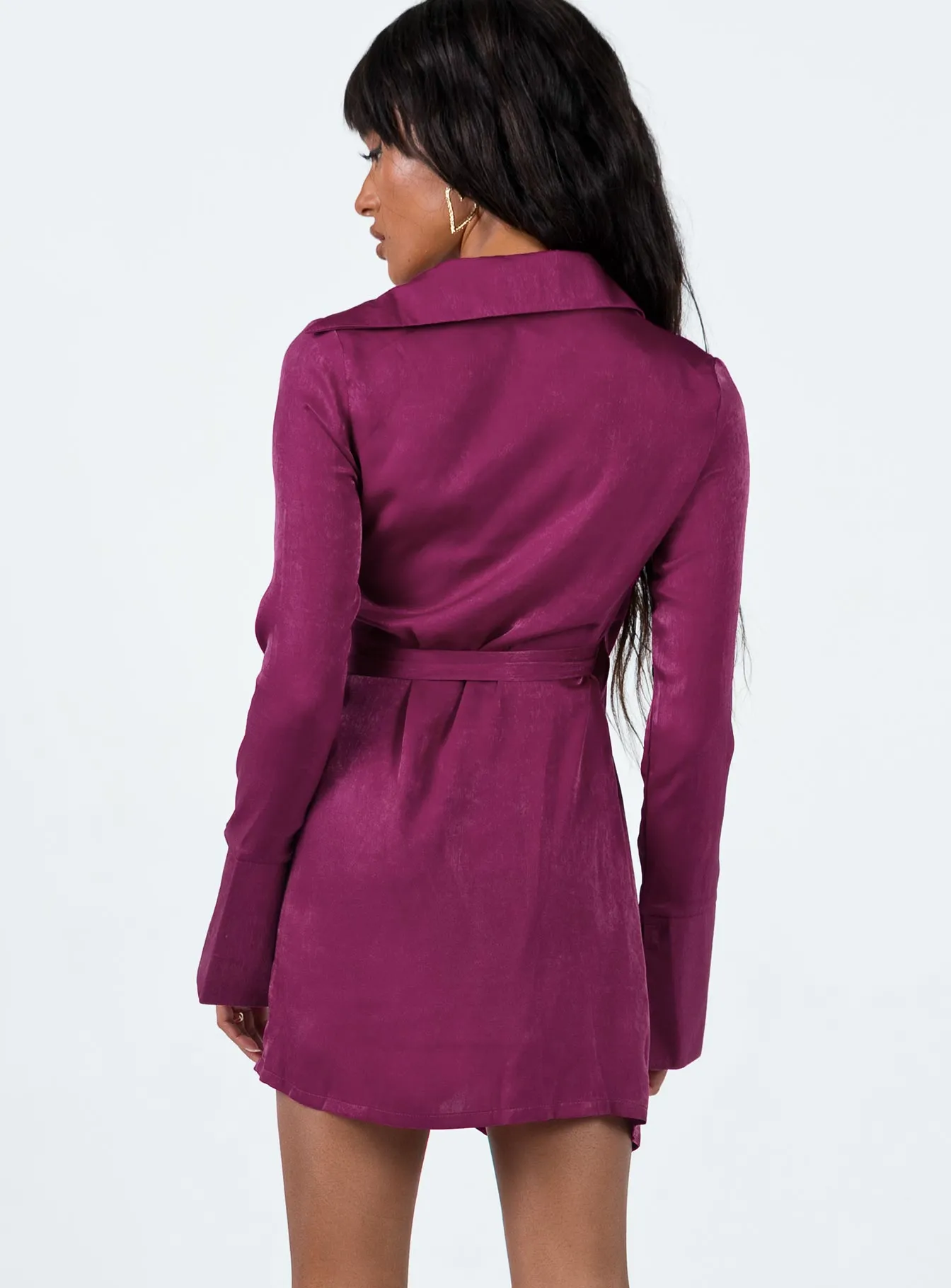 Diddam Long Sleeve Mini Dress Burgundy