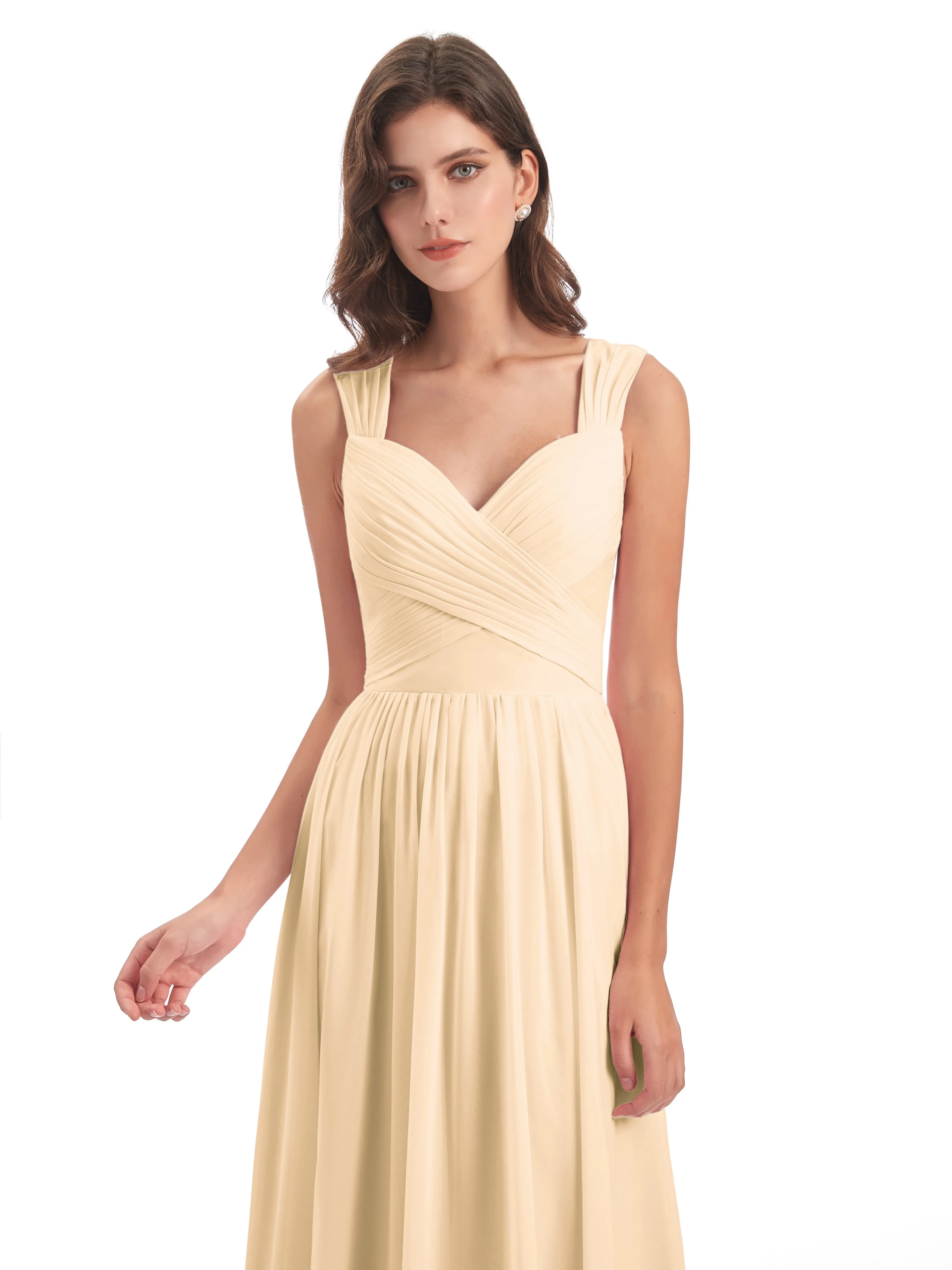 Ellie Flowy Key Hole Long Chiffon Bridesmaid Dresses