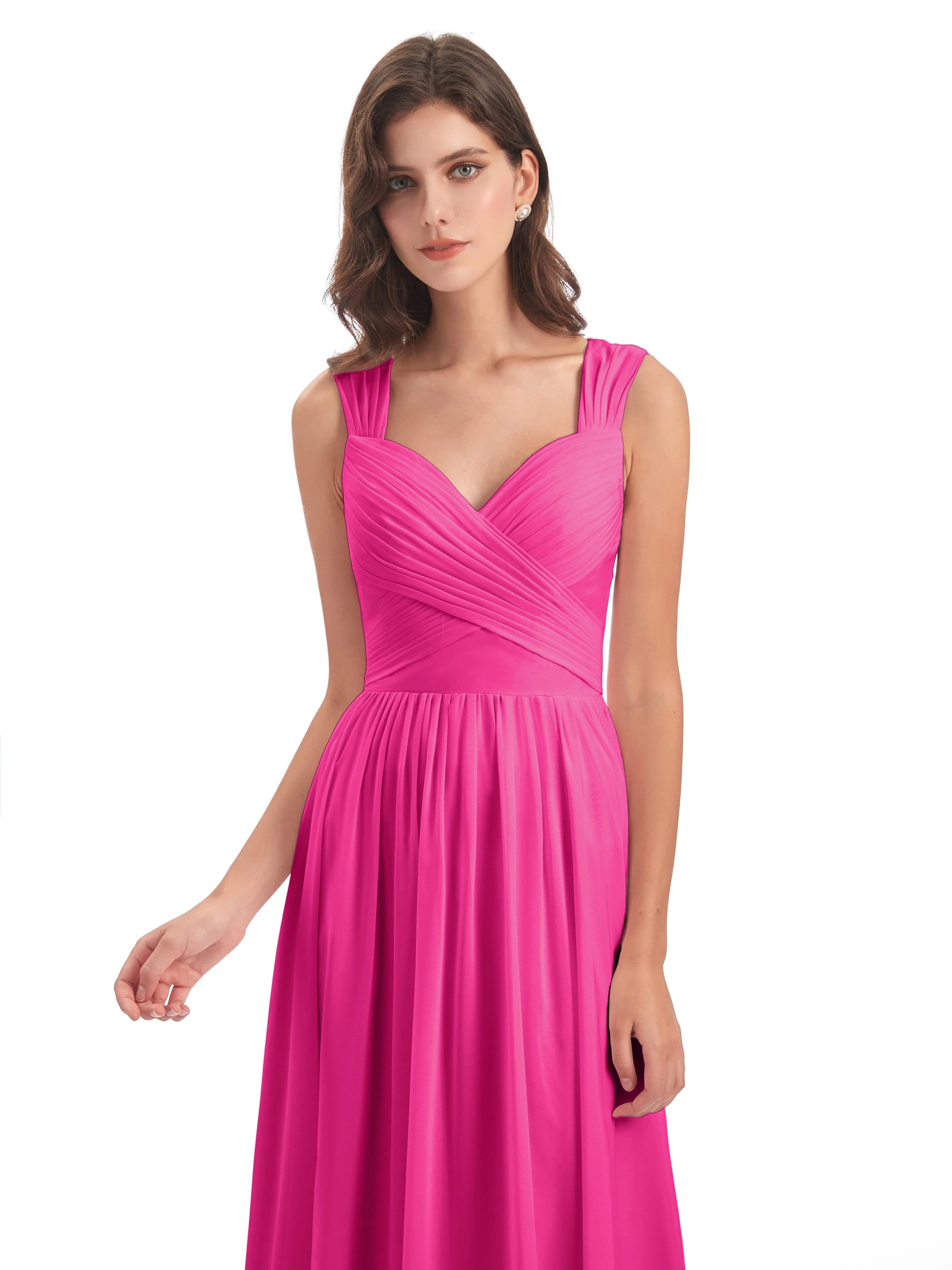 Ellie Flowy Key Hole Long Chiffon Bridesmaid Dresses