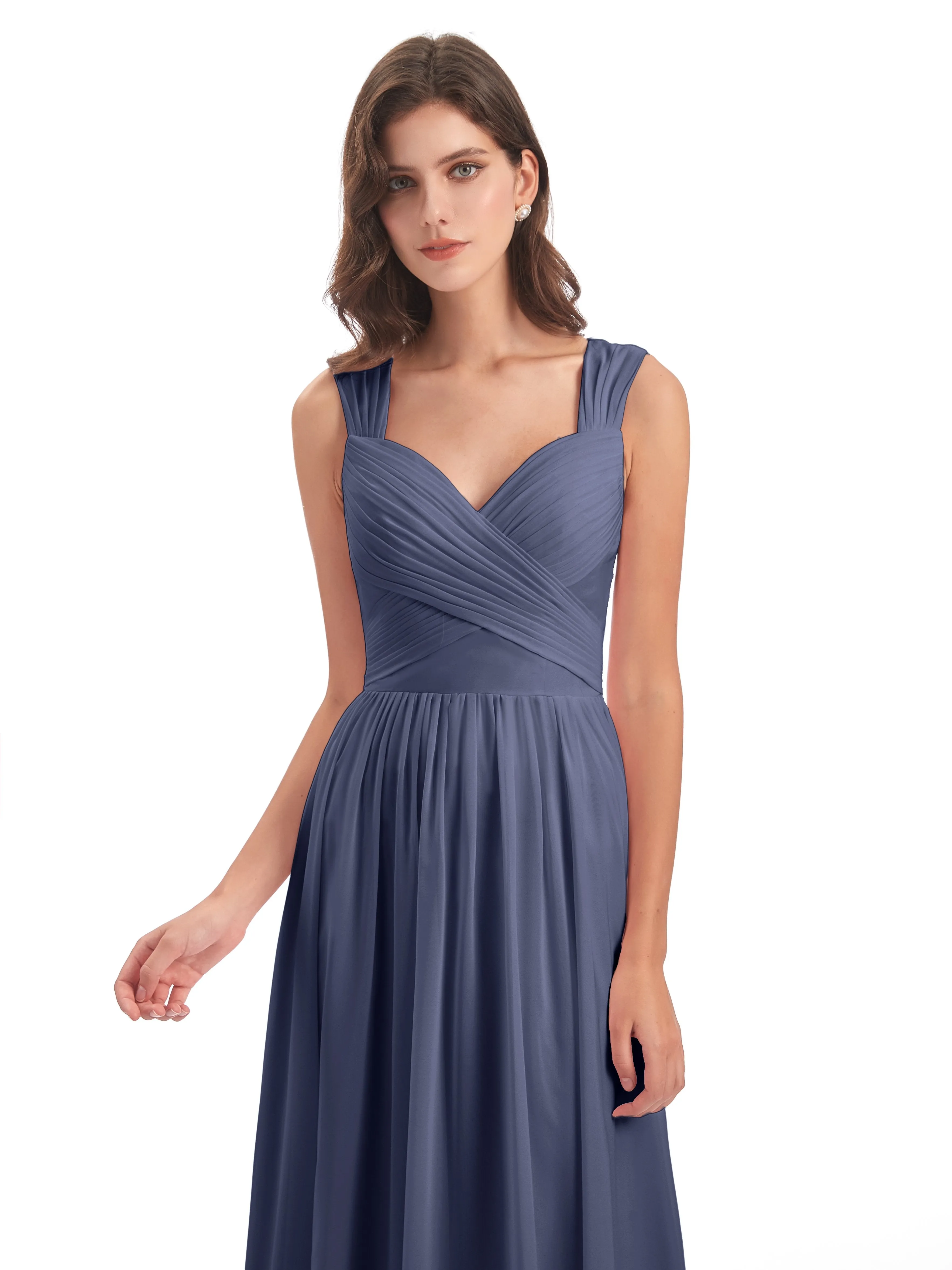 Ellie Flowy Key Hole Long Chiffon Bridesmaid Dresses