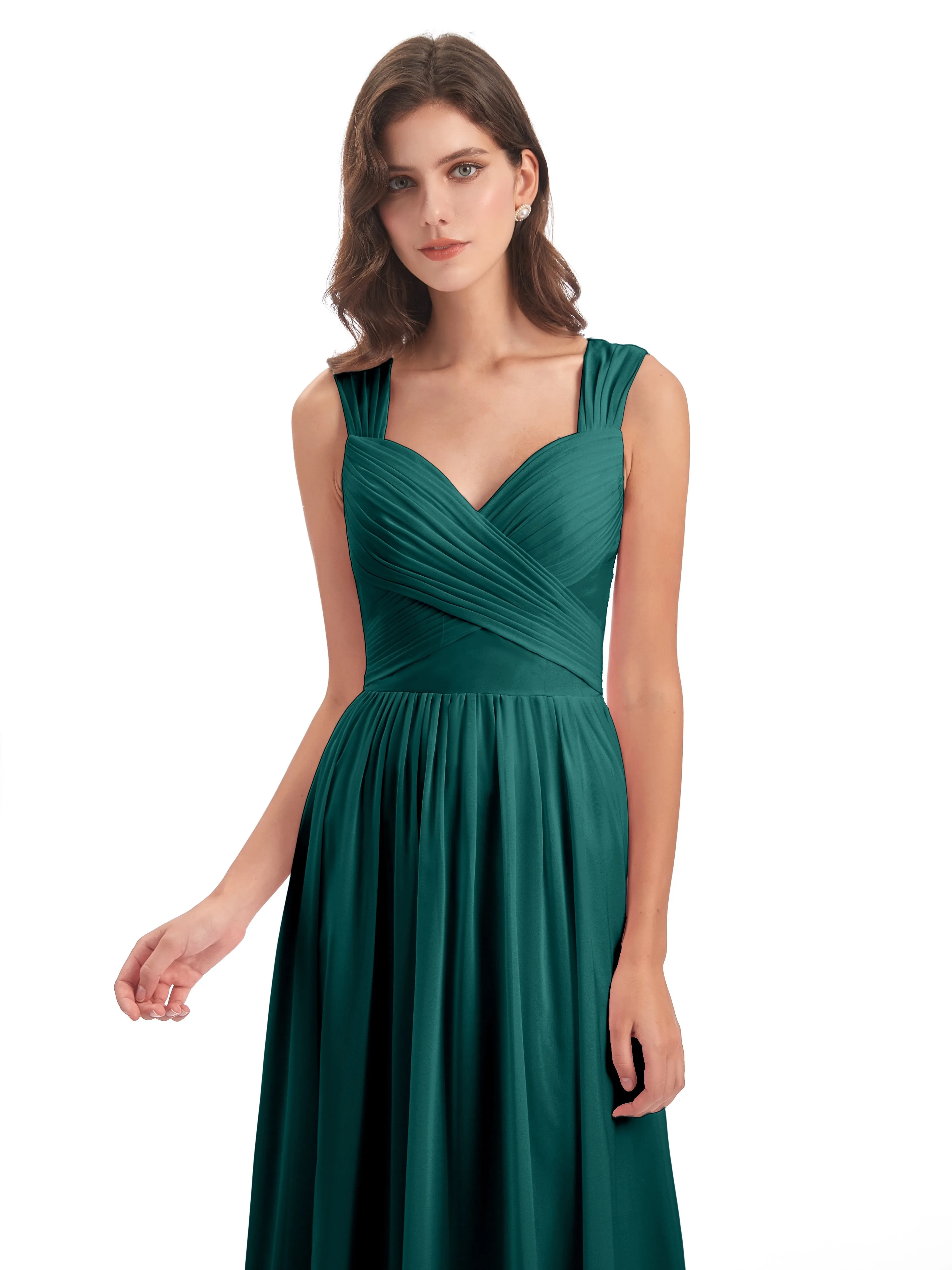 Ellie Flowy Key Hole Long Chiffon Bridesmaid Dresses