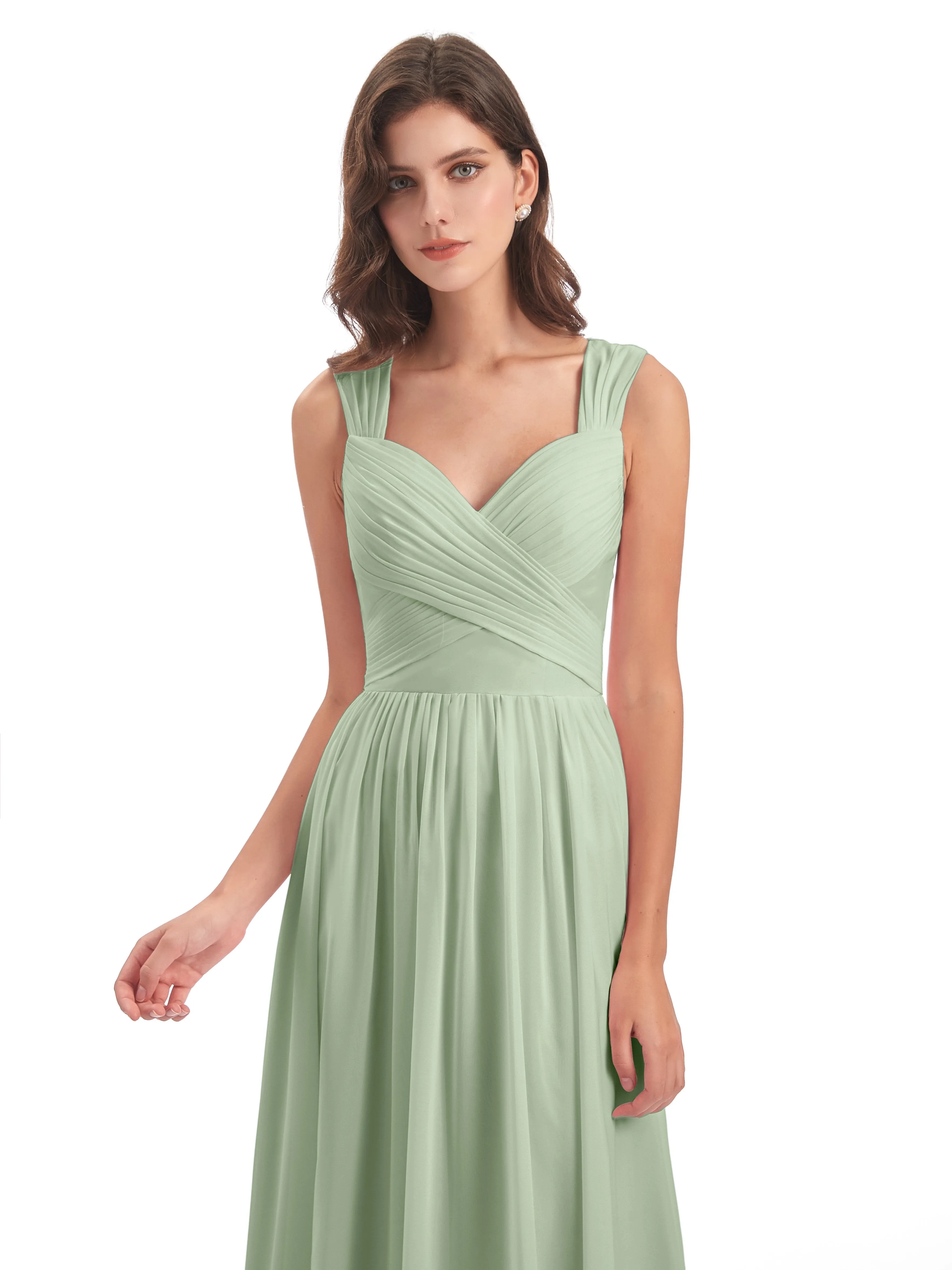 Ellie Flowy Key Hole Long Chiffon Bridesmaid Dresses