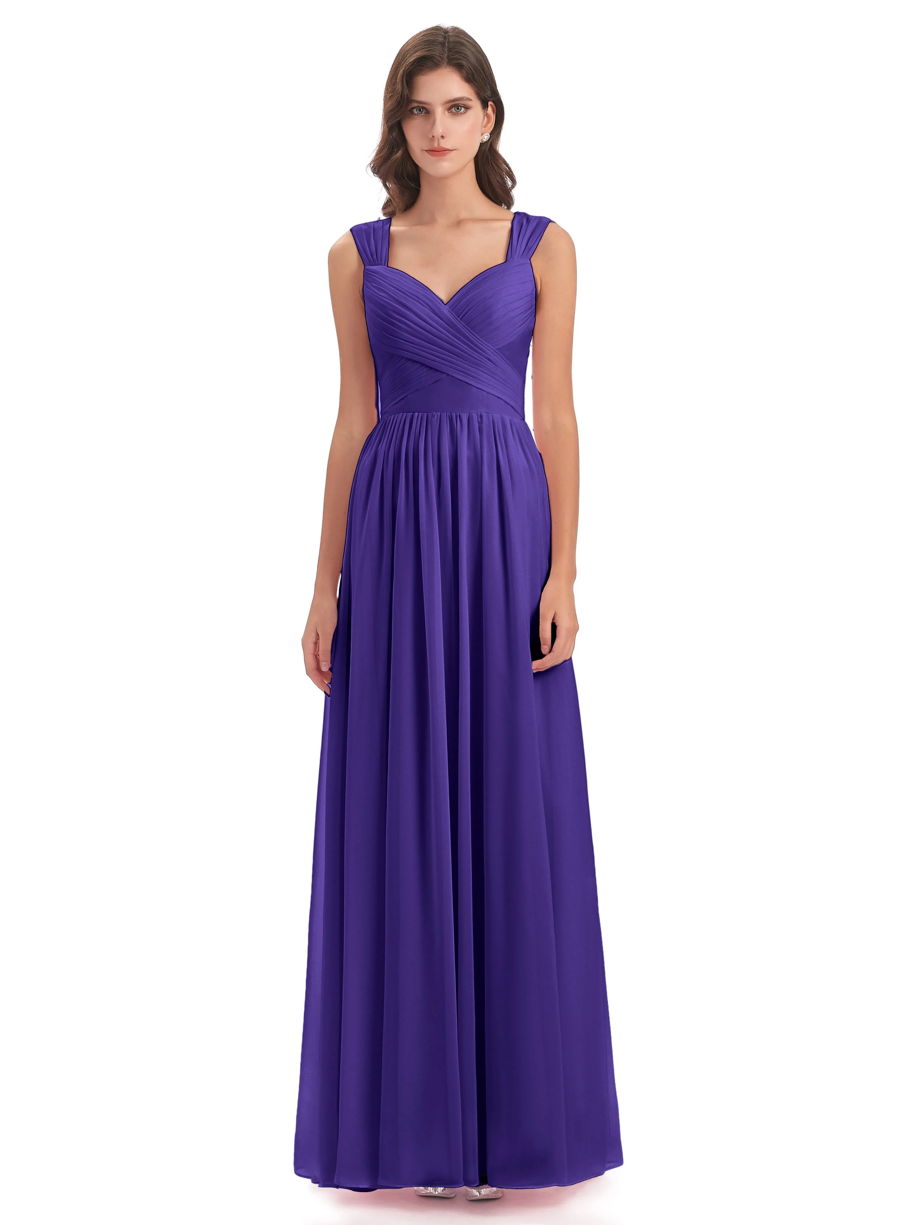 Ellie Flowy Key Hole Long Chiffon Bridesmaid Dresses