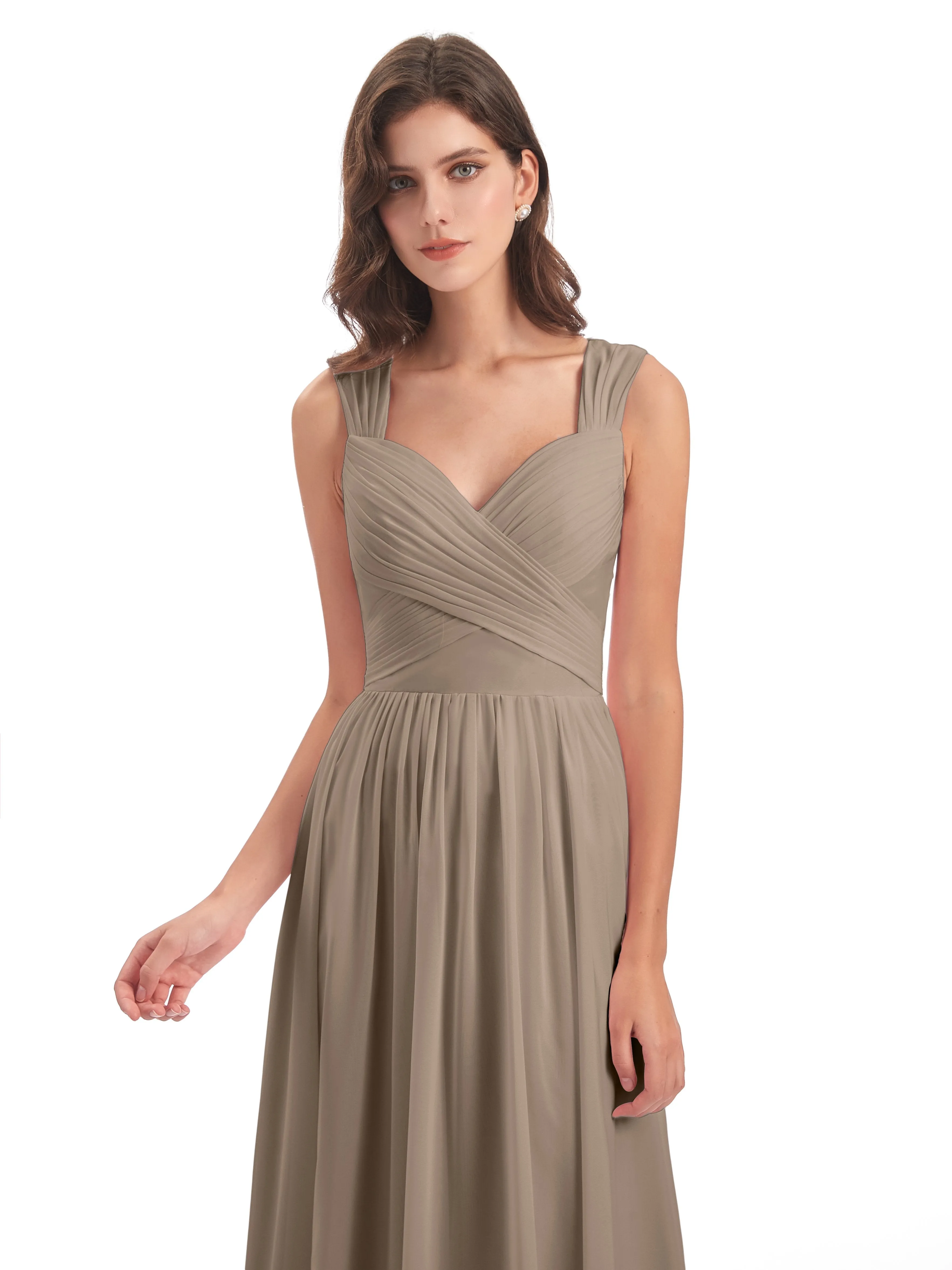 Ellie Flowy Key Hole Long Chiffon Bridesmaid Dresses