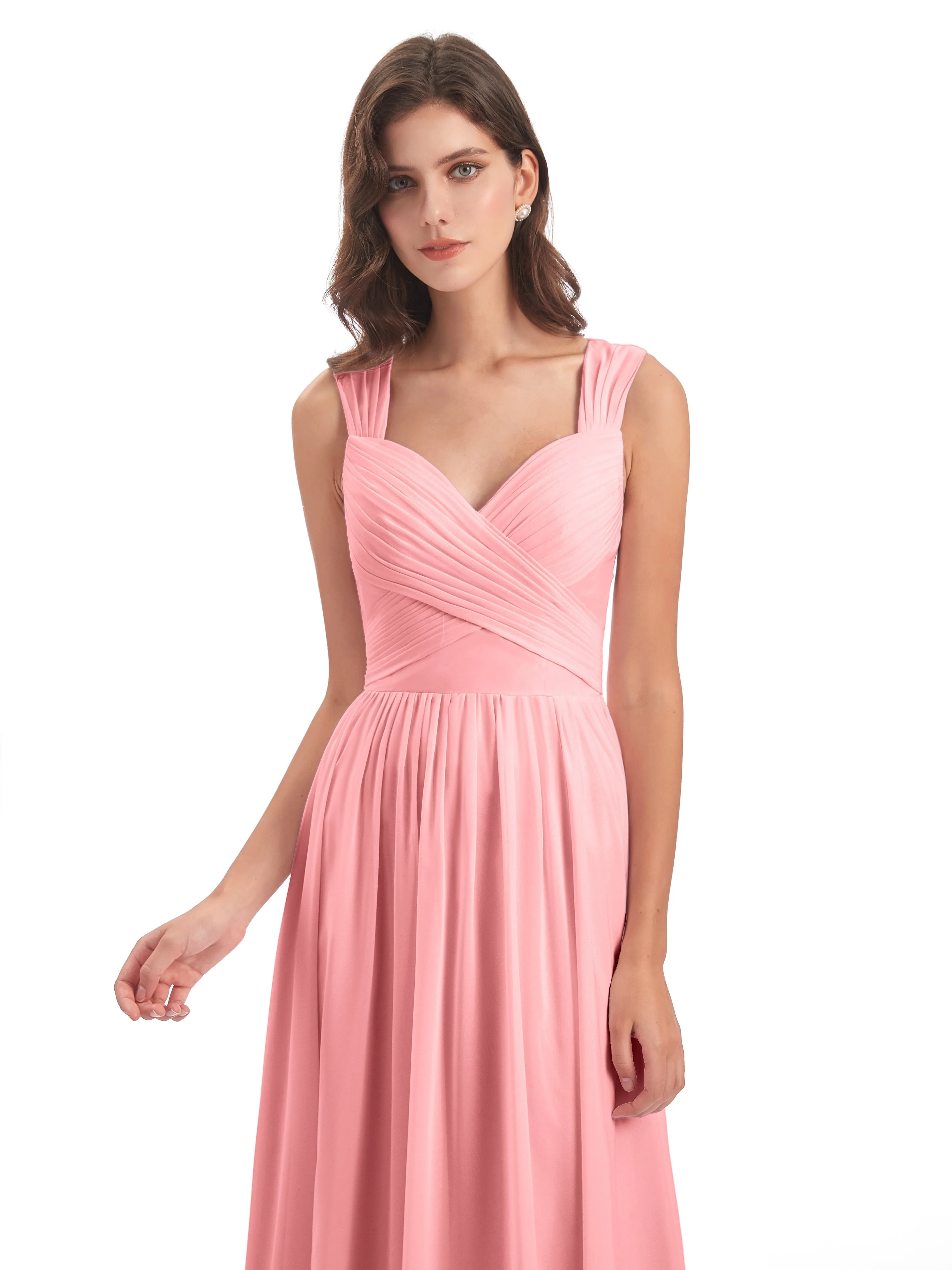 Ellie Flowy Key Hole Long Chiffon Bridesmaid Dresses