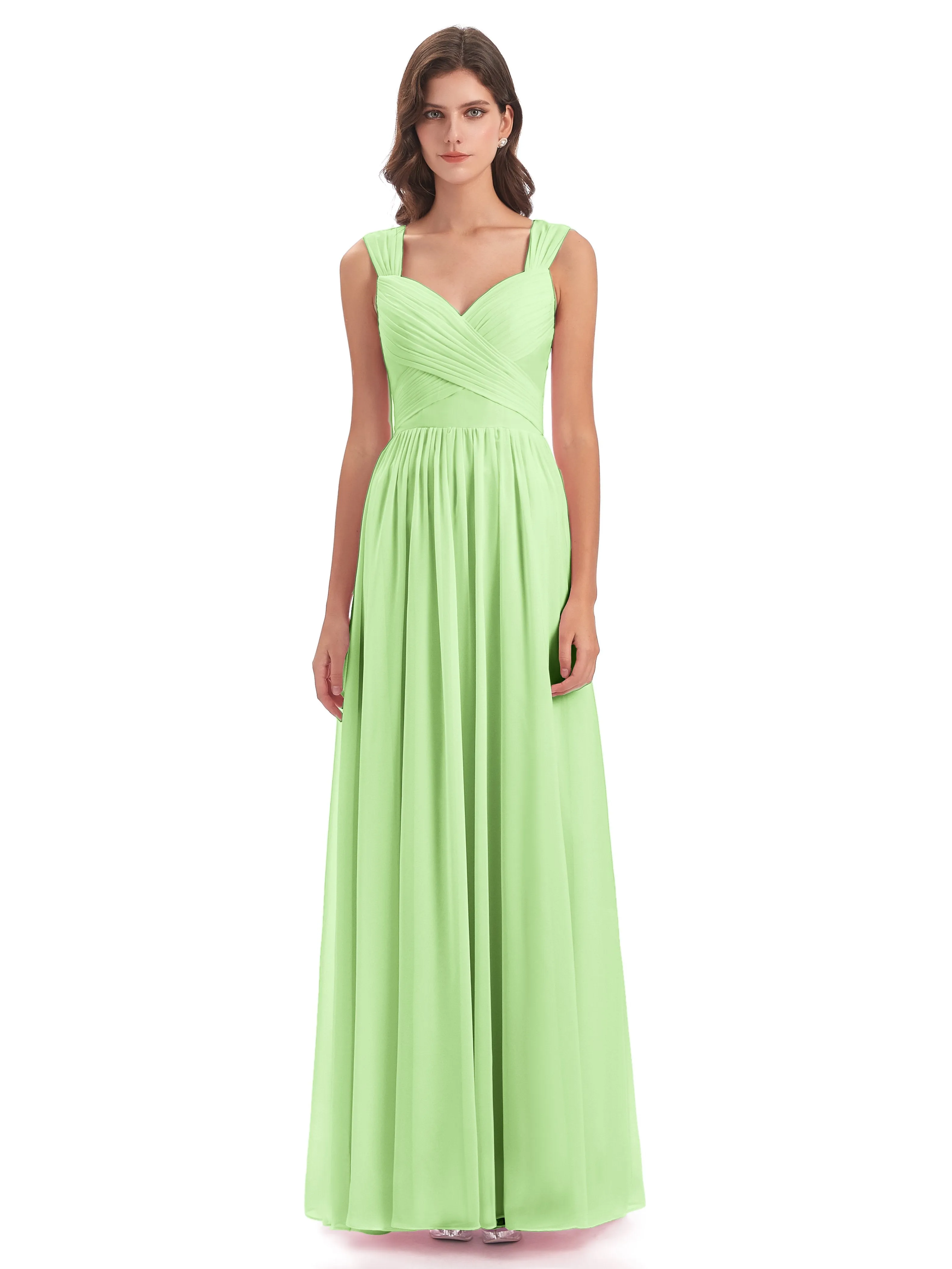 Ellie Flowy Key Hole Long Chiffon Bridesmaid Dresses