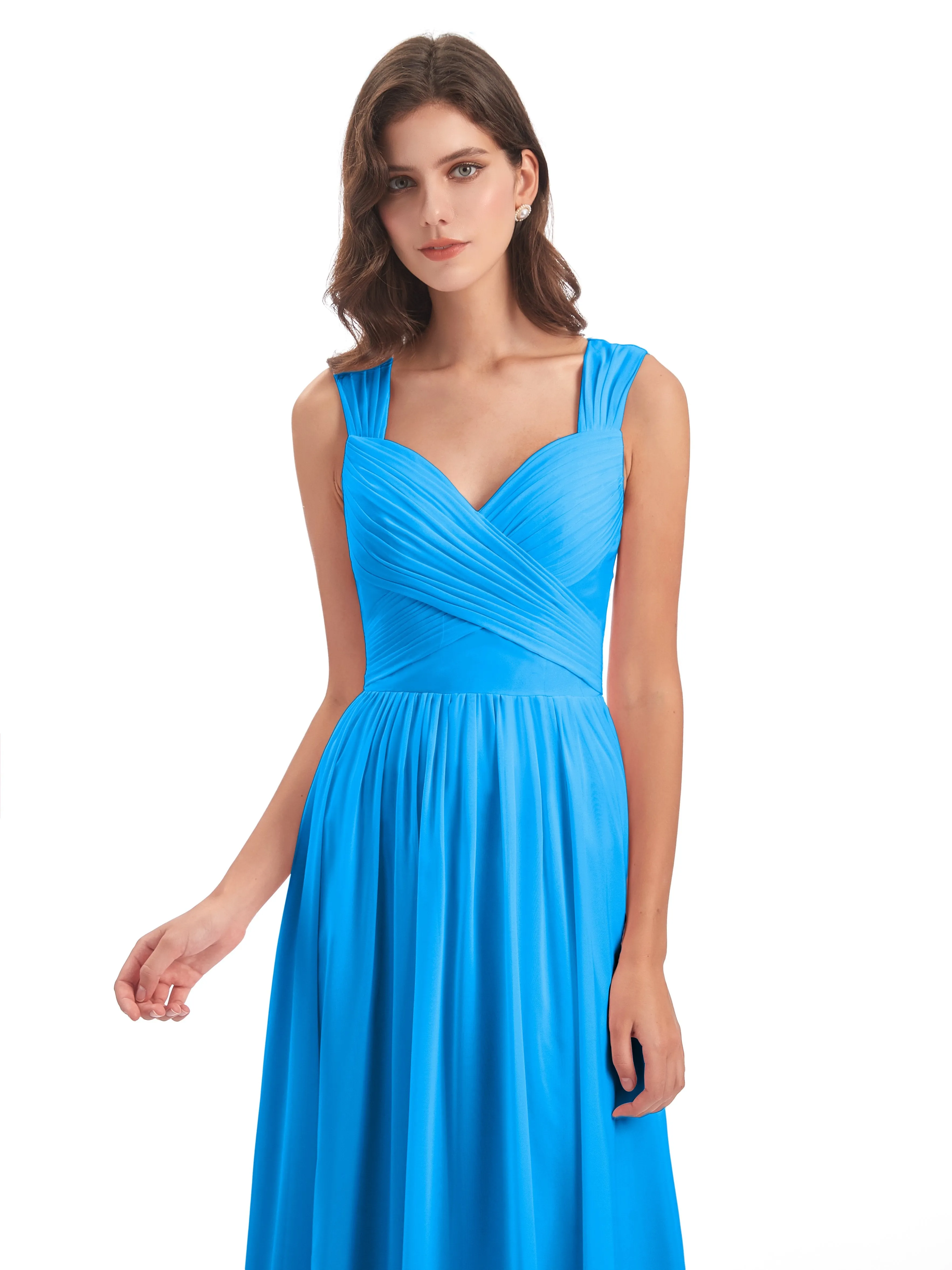 Ellie Flowy Key Hole Long Chiffon Bridesmaid Dresses