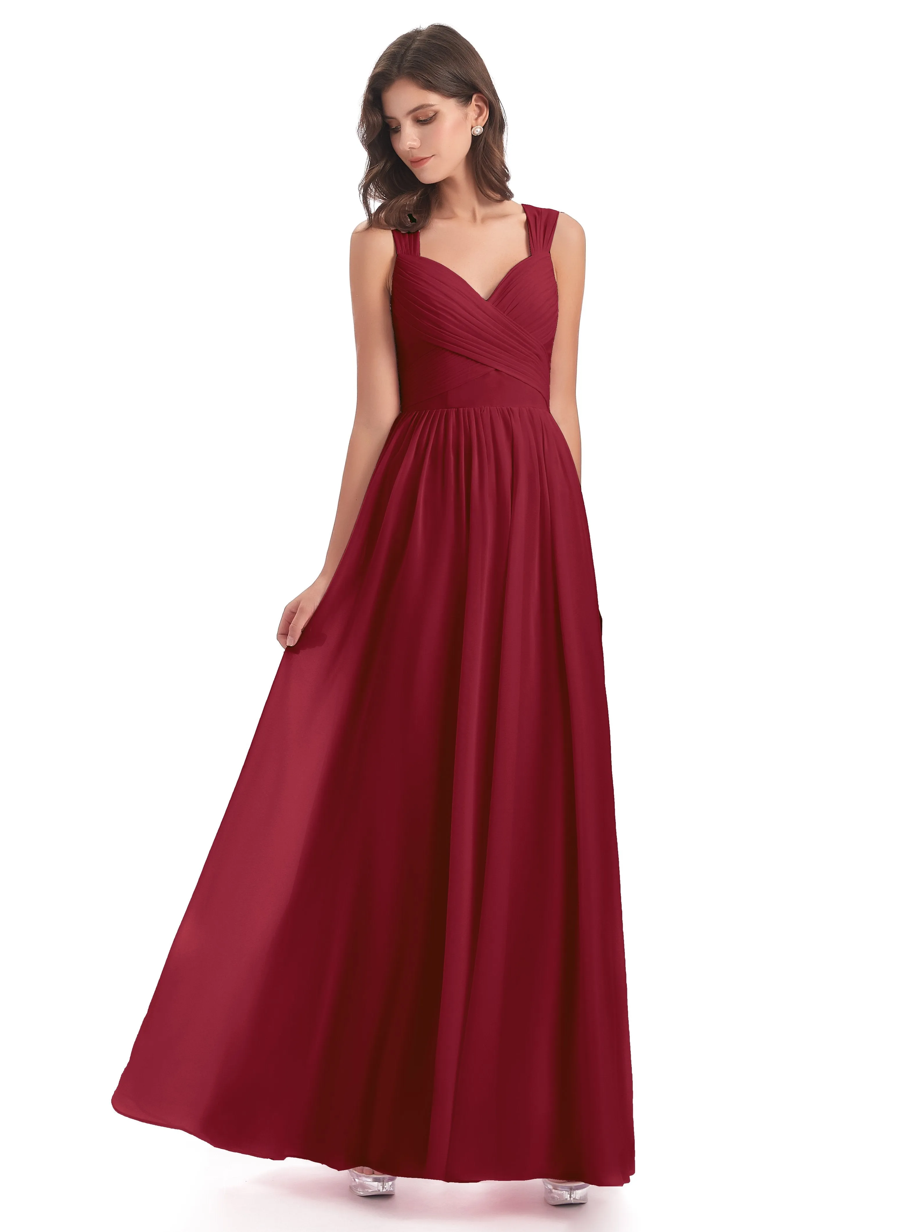 Ellie Flowy Key Hole Long Chiffon Bridesmaid Dresses
