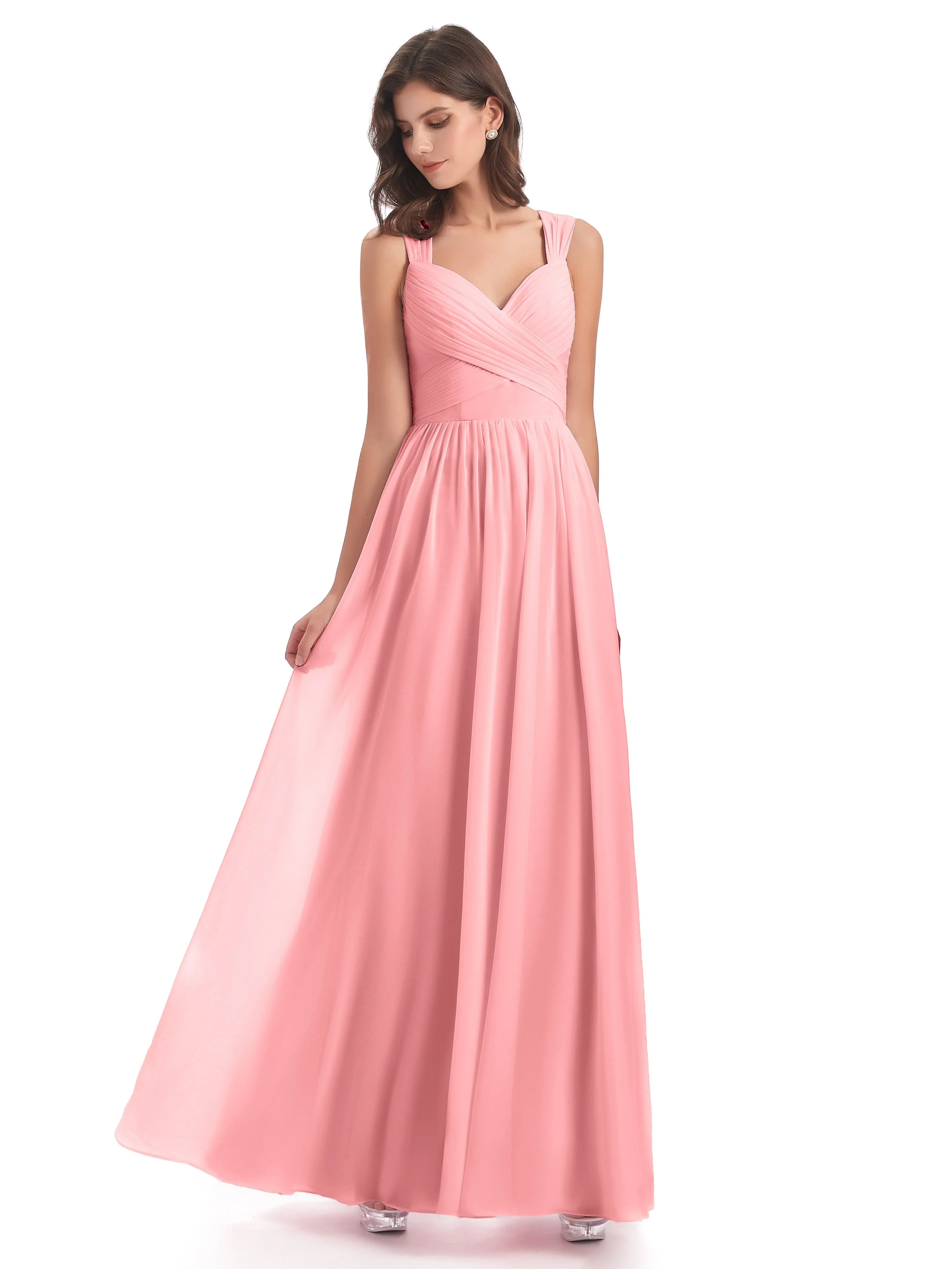 Ellie Flowy Key Hole Long Chiffon Bridesmaid Dresses