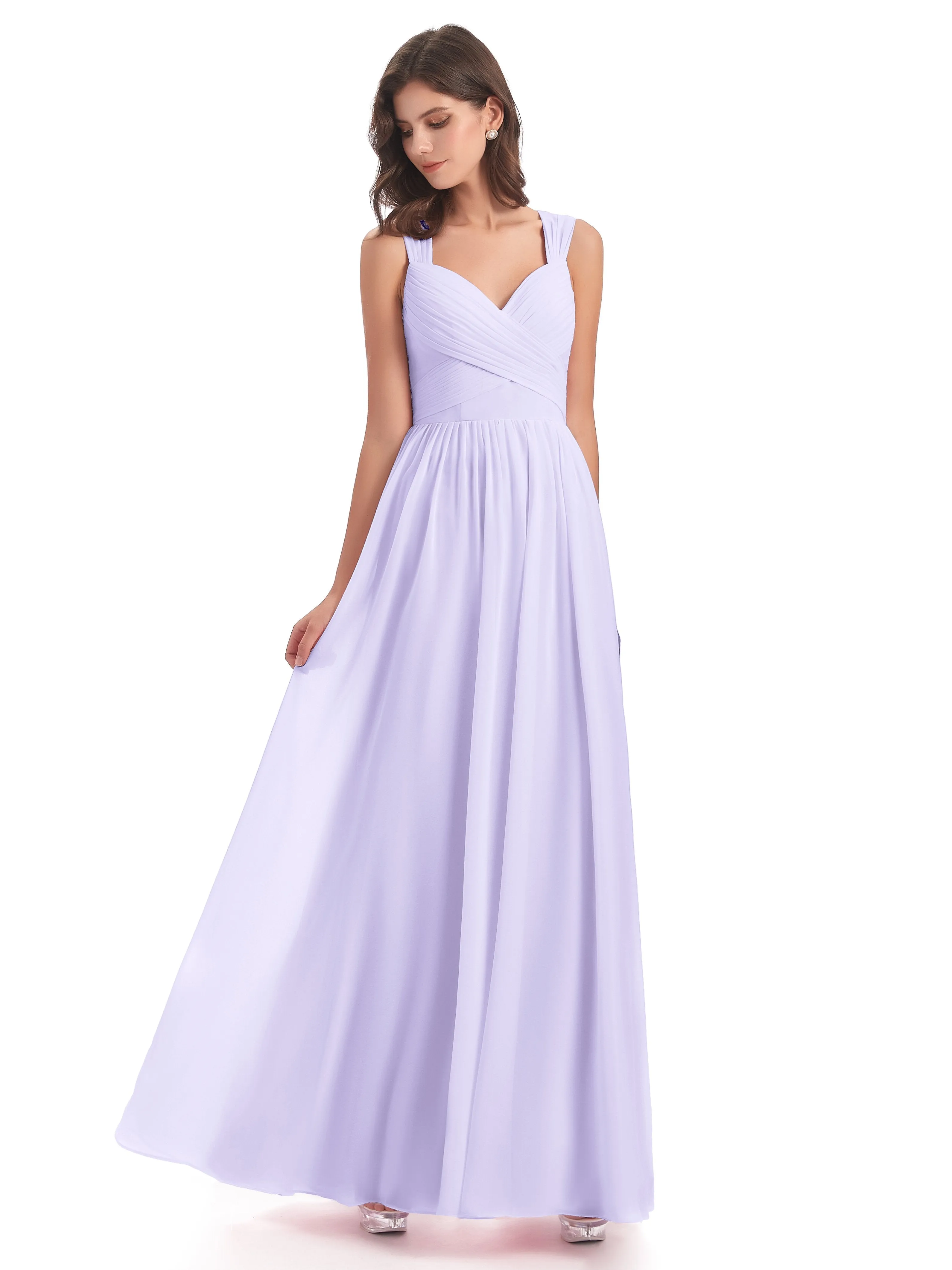 Ellie Flowy Key Hole Long Chiffon Bridesmaid Dresses