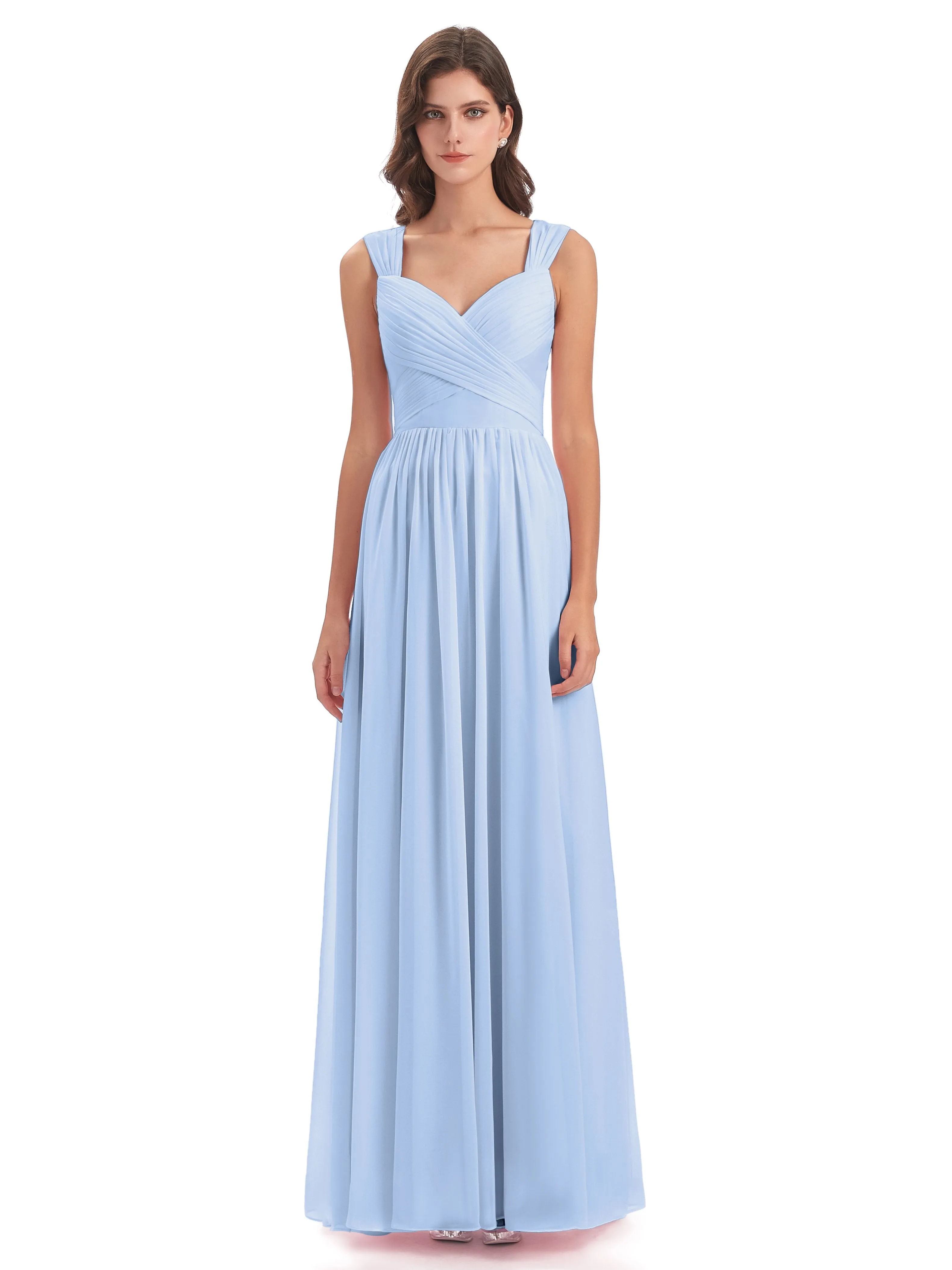 Ellie Flowy Key Hole Long Chiffon Bridesmaid Dresses