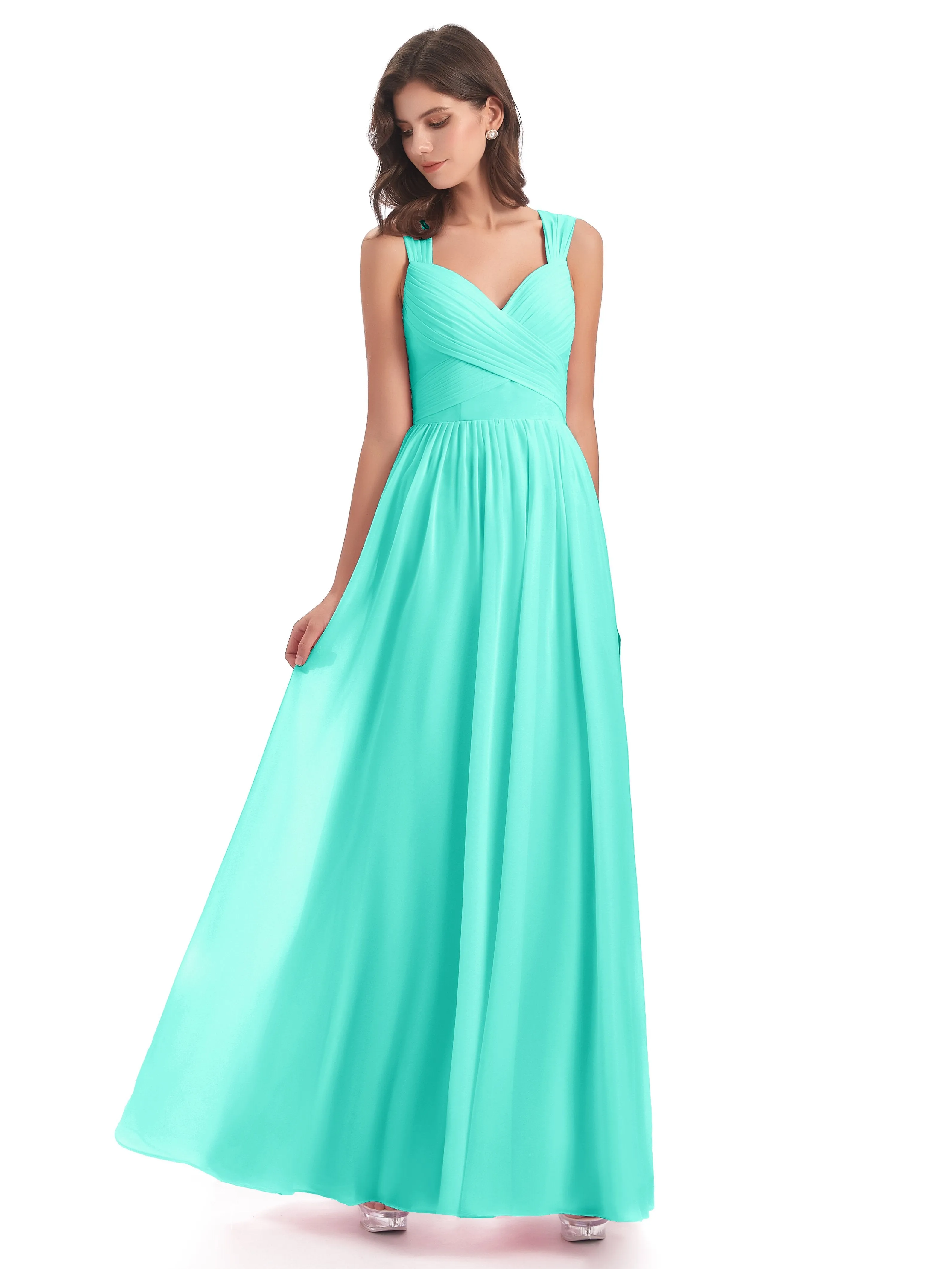 Ellie Flowy Key Hole Long Chiffon Bridesmaid Dresses