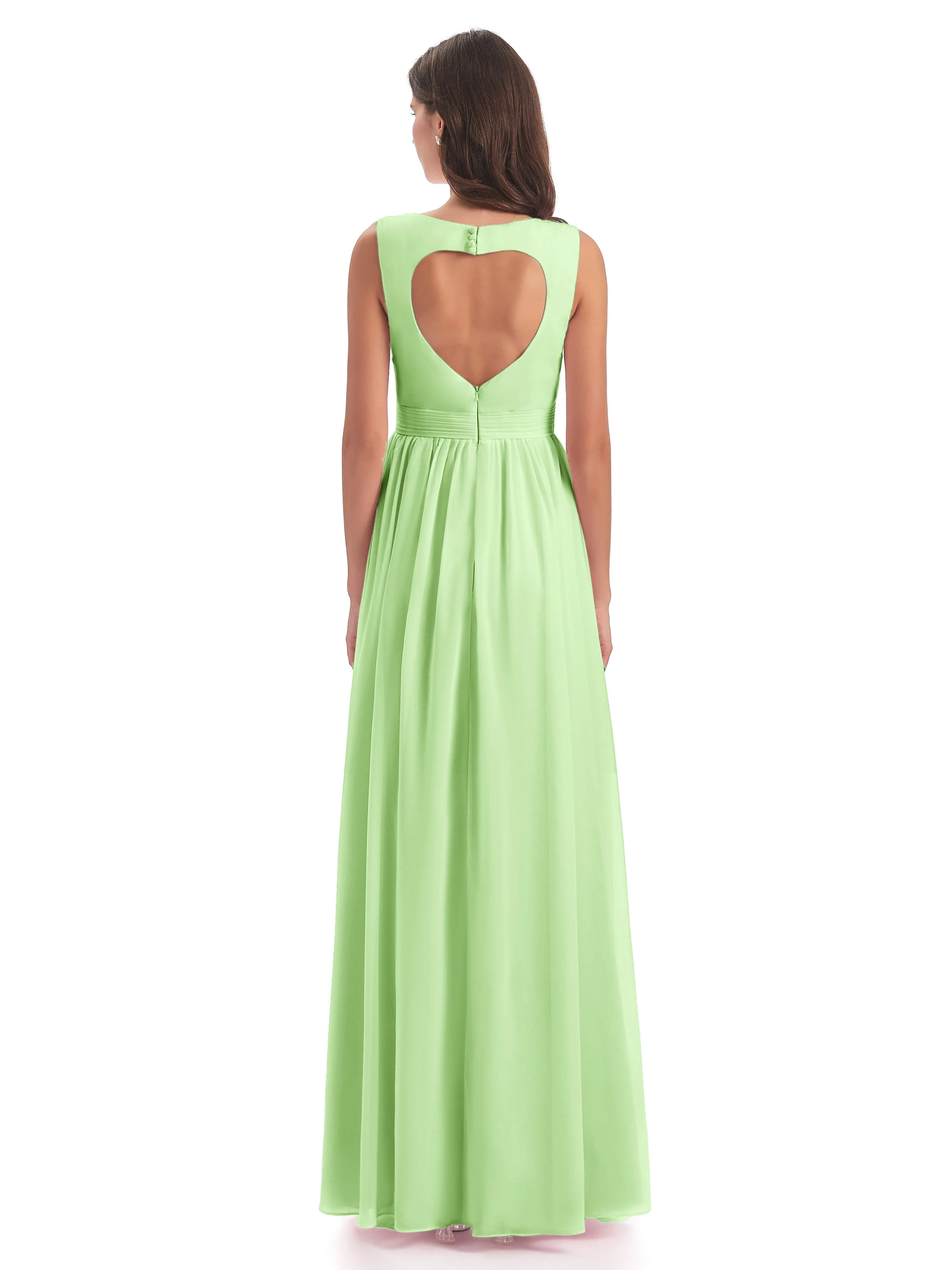 Ellie Flowy Key Hole Long Chiffon Bridesmaid Dresses