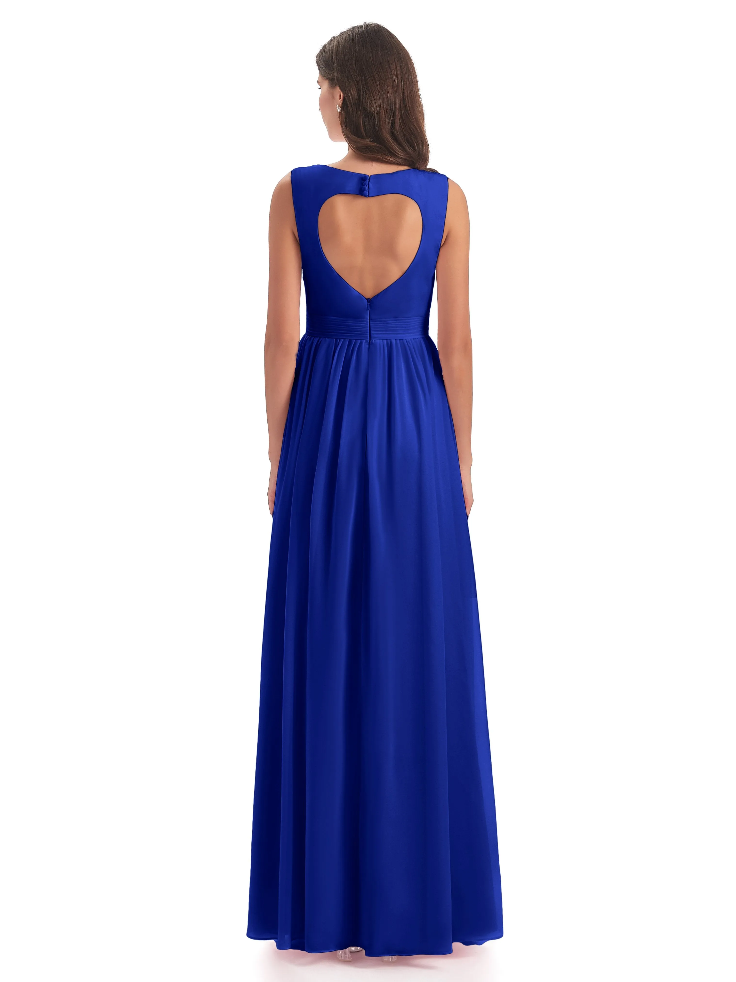 Ellie Flowy Key Hole Long Chiffon Bridesmaid Dresses