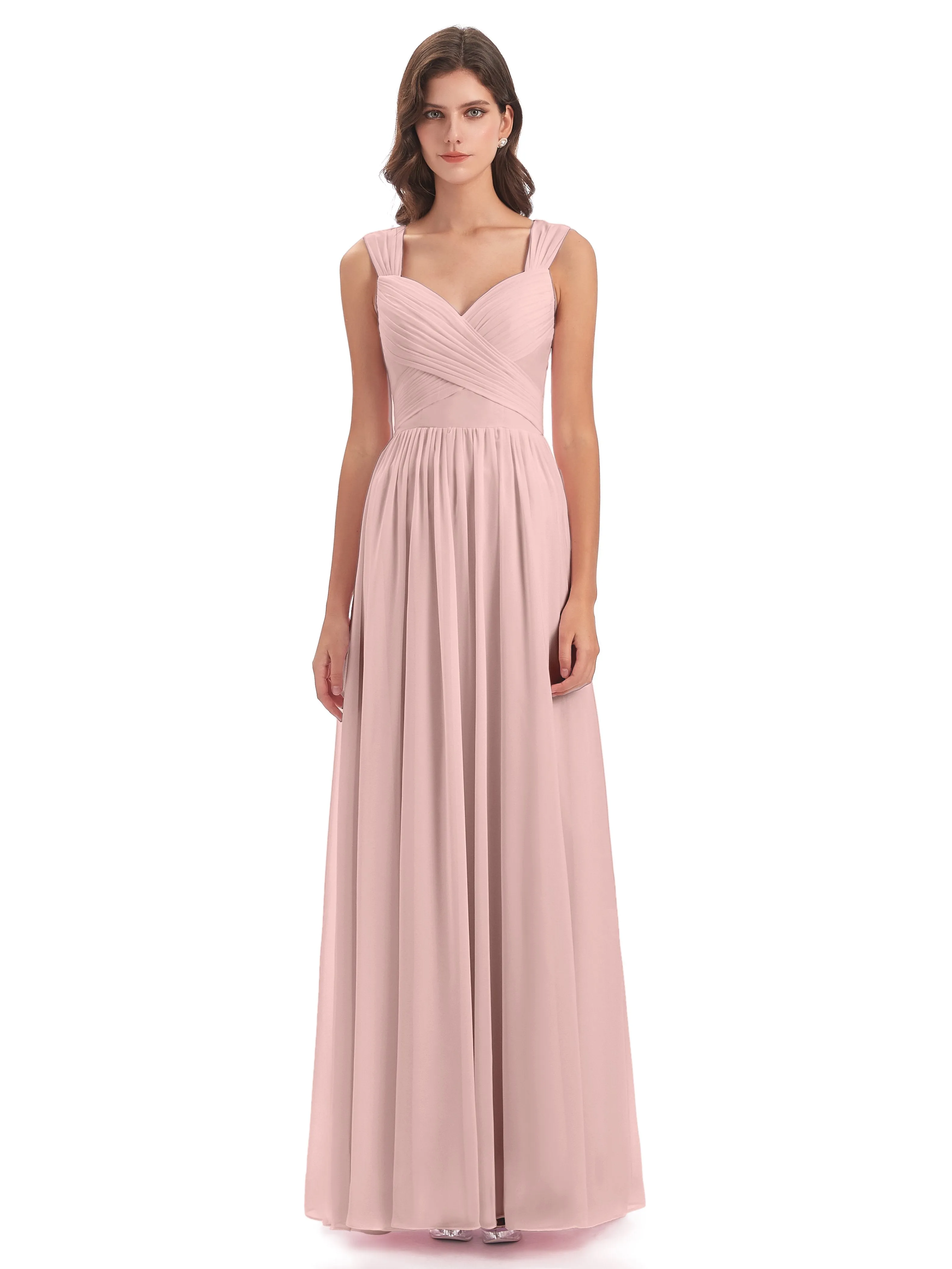 Ellie Flowy Key Hole Long Chiffon Bridesmaid Dresses