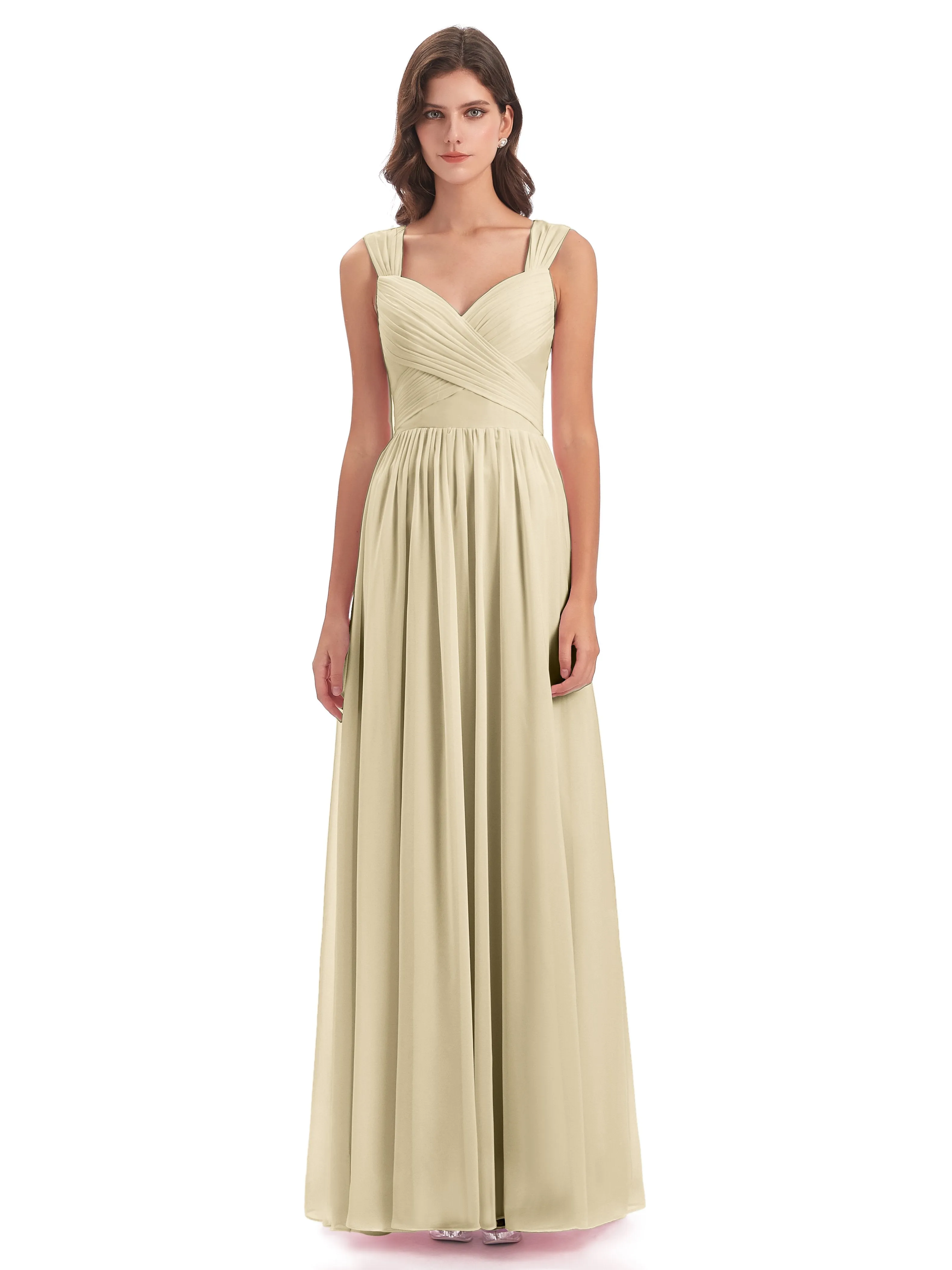 Ellie Flowy Key Hole Long Chiffon Bridesmaid Dresses