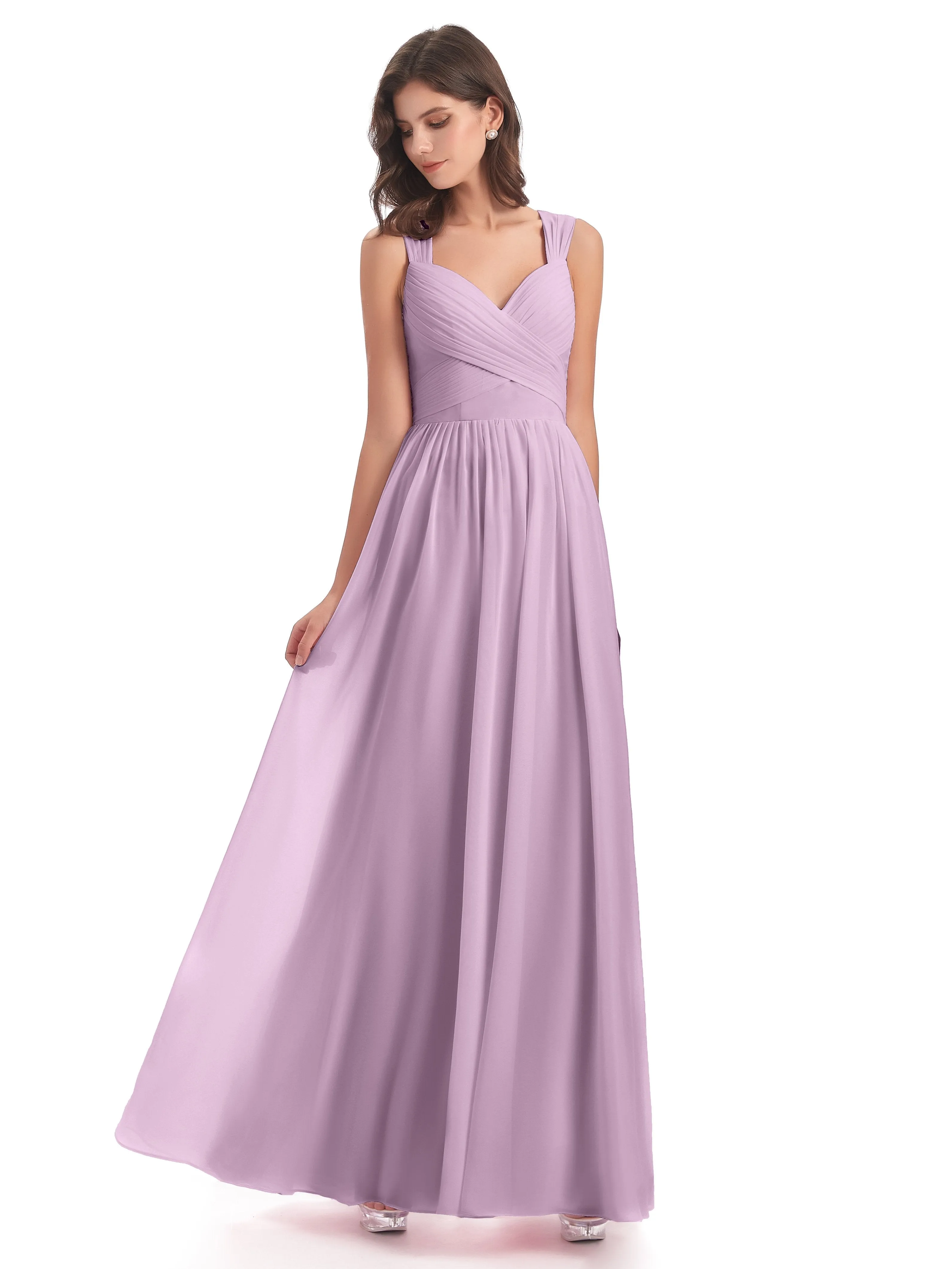 Ellie Flowy Key Hole Long Chiffon Bridesmaid Dresses