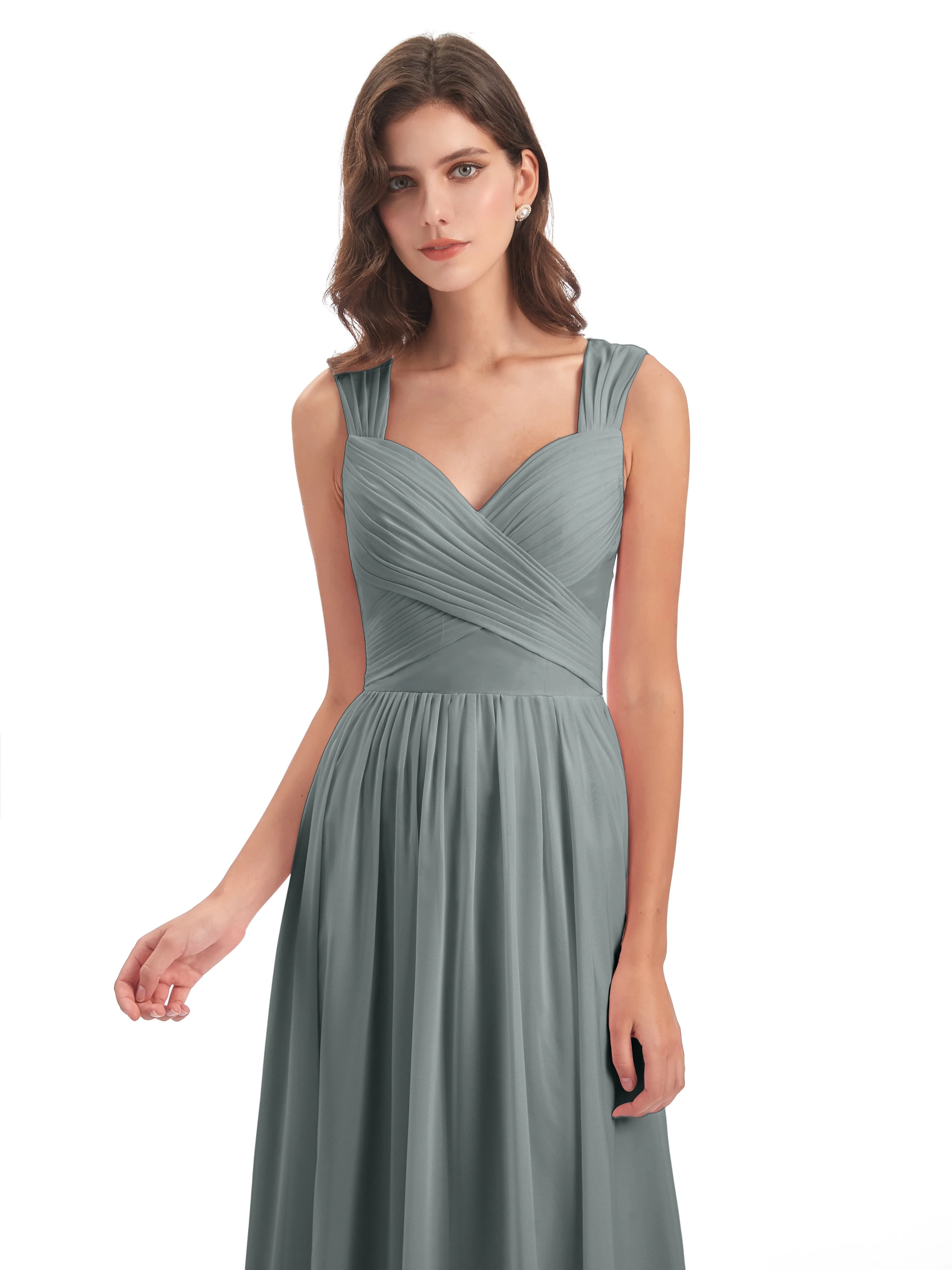 Ellie Flowy Key Hole Long Chiffon Bridesmaid Dresses