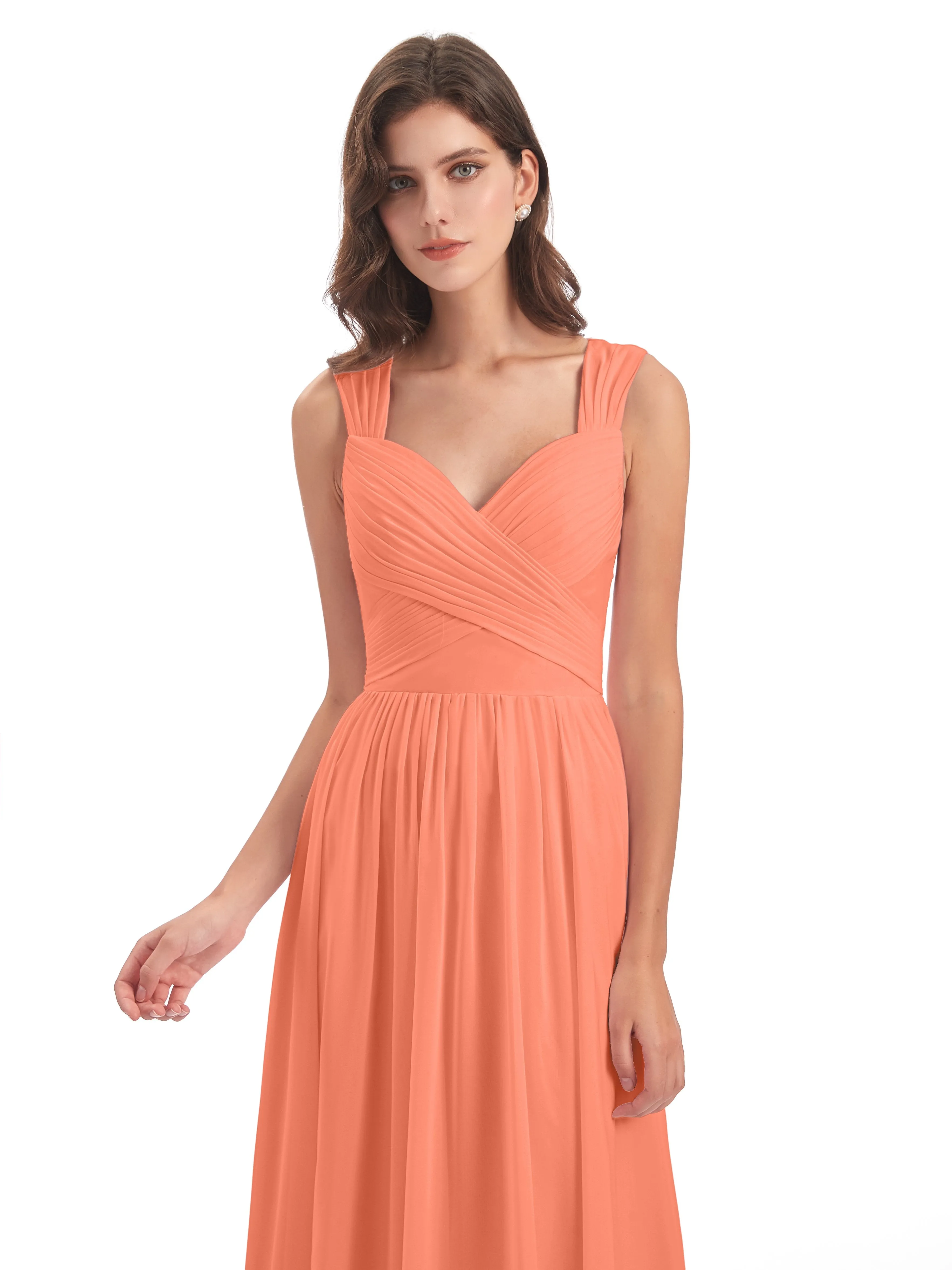 Ellie Flowy Key Hole Long Chiffon Bridesmaid Dresses