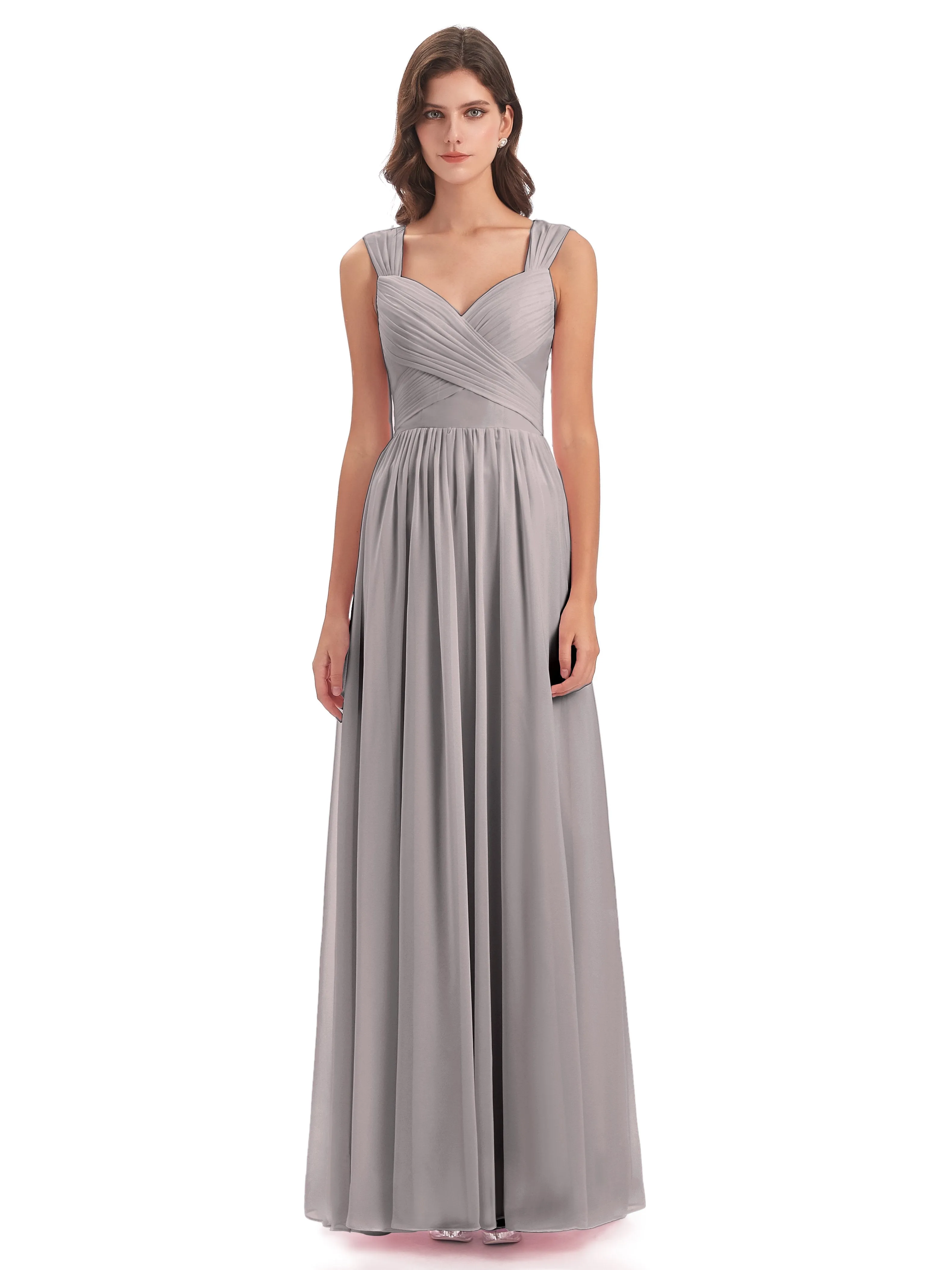Ellie Flowy Key Hole Long Chiffon Bridesmaid Dresses
