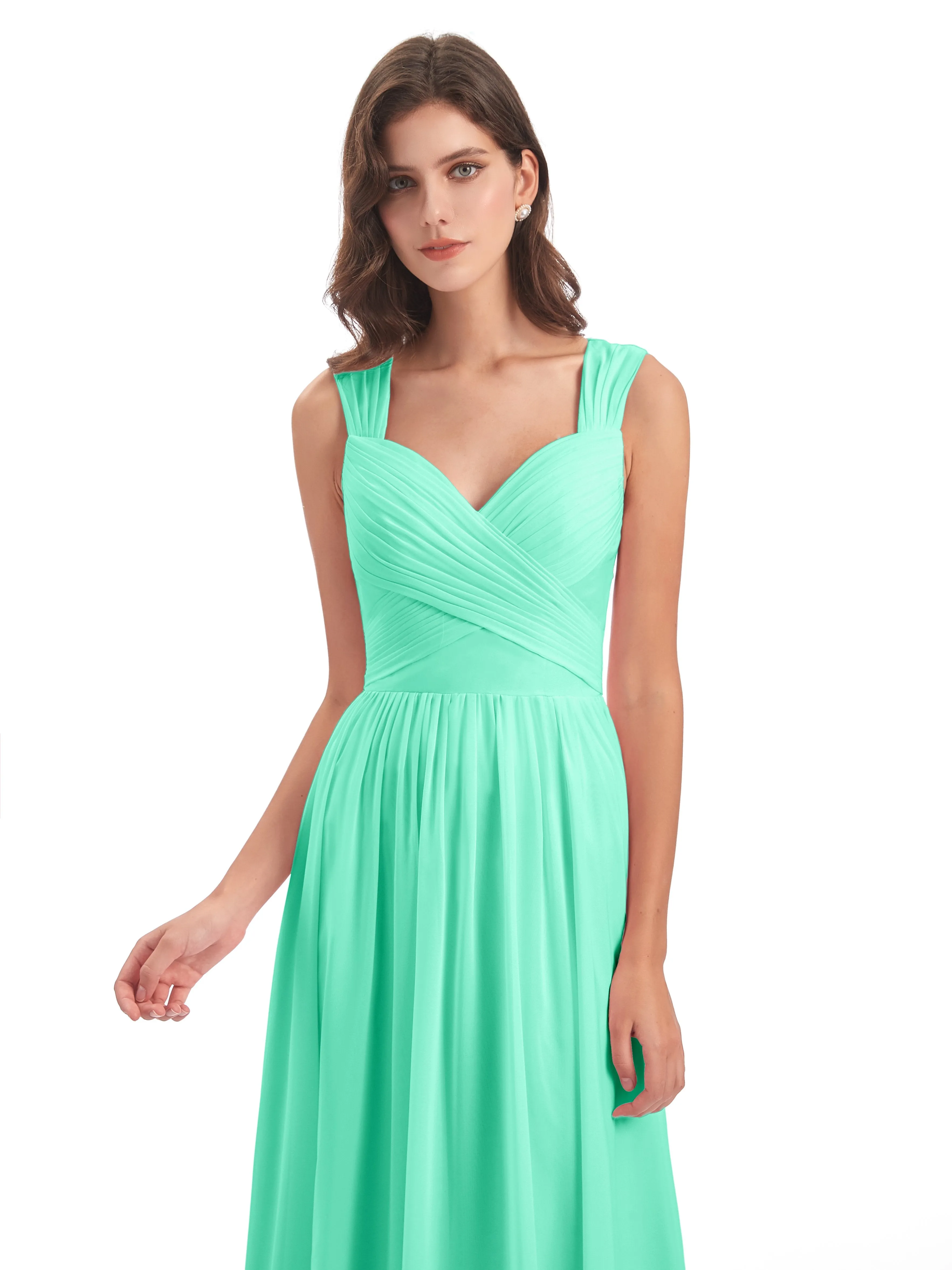 Ellie Flowy Key Hole Long Chiffon Bridesmaid Dresses