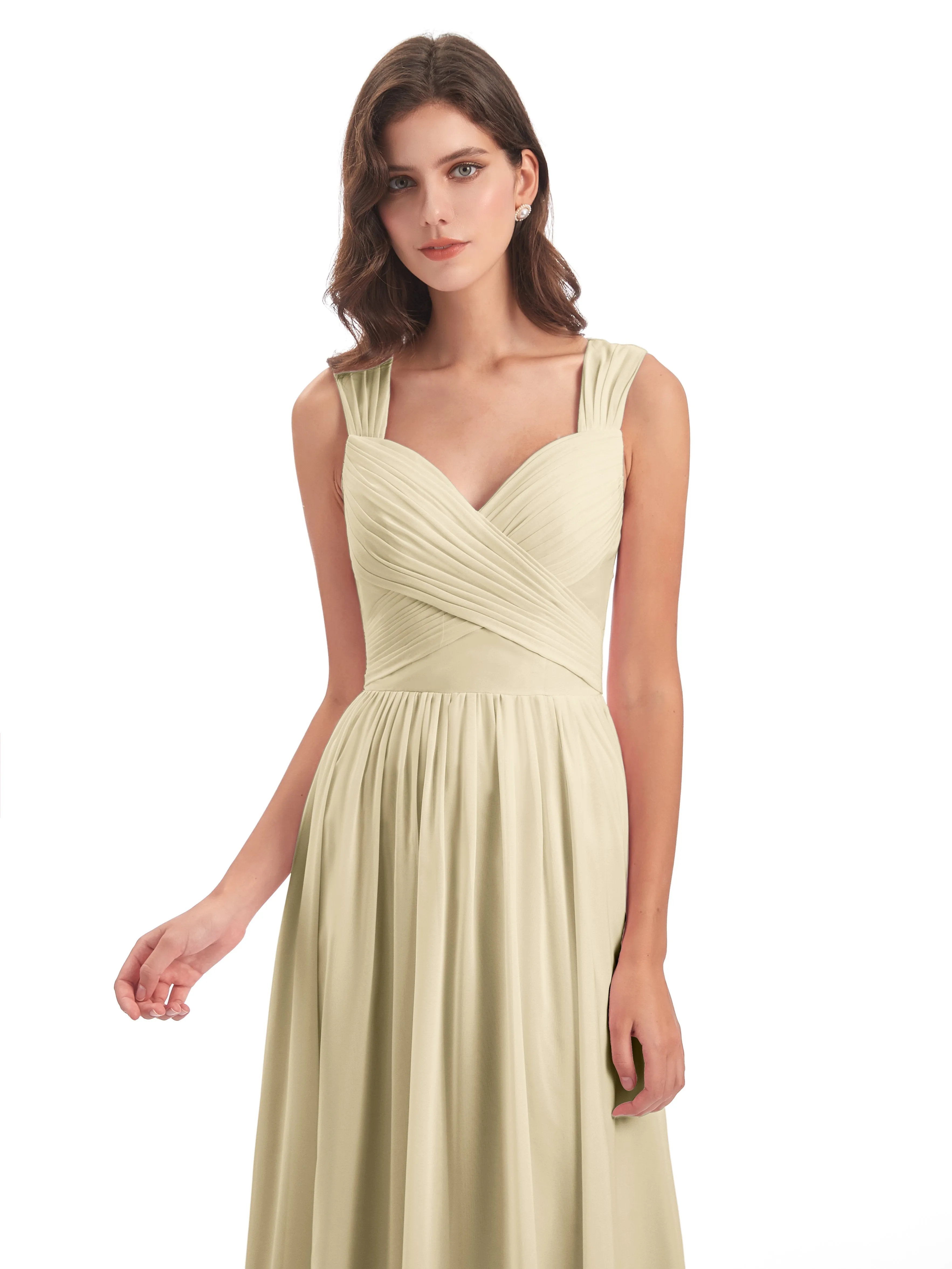 Ellie Flowy Key Hole Long Chiffon Bridesmaid Dresses