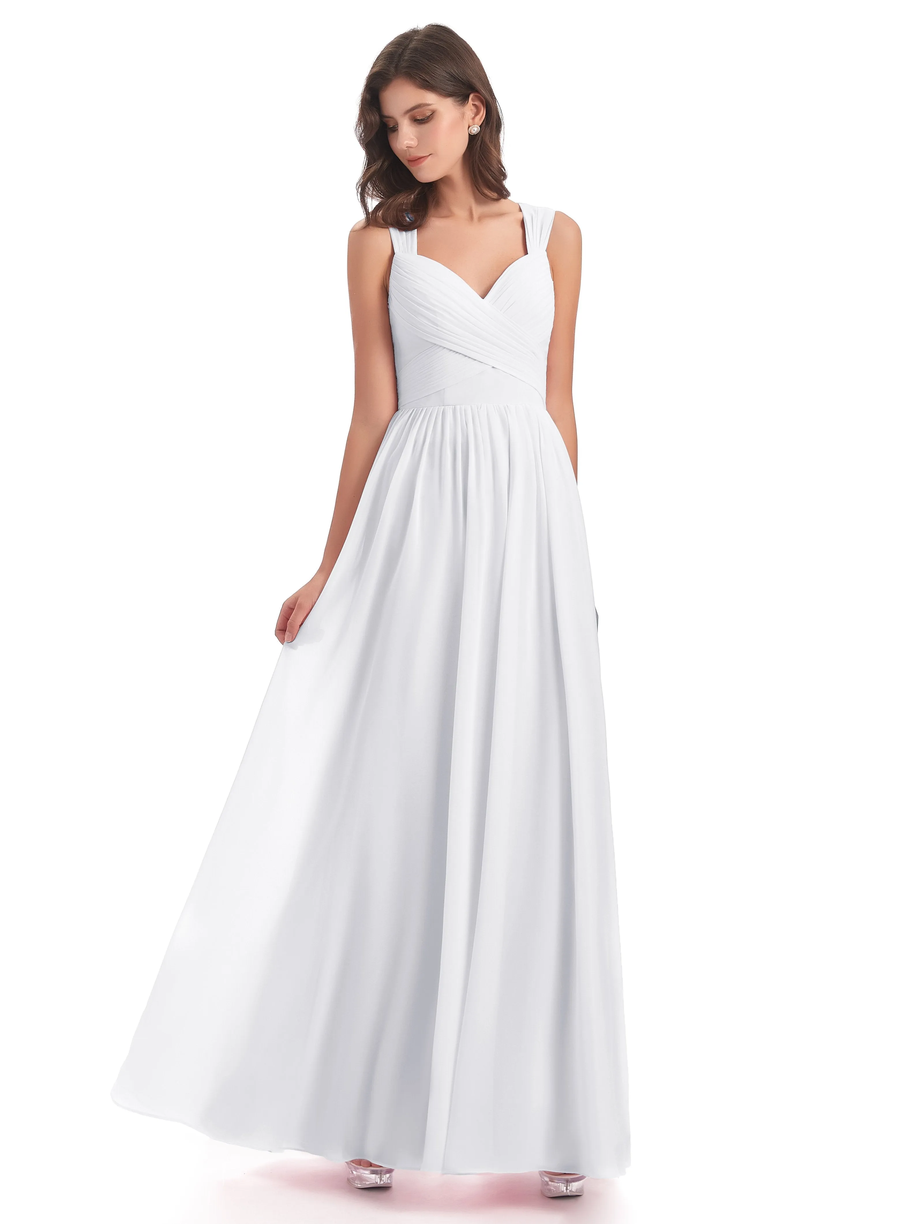 Ellie Flowy Key Hole Long Chiffon Bridesmaid Dresses