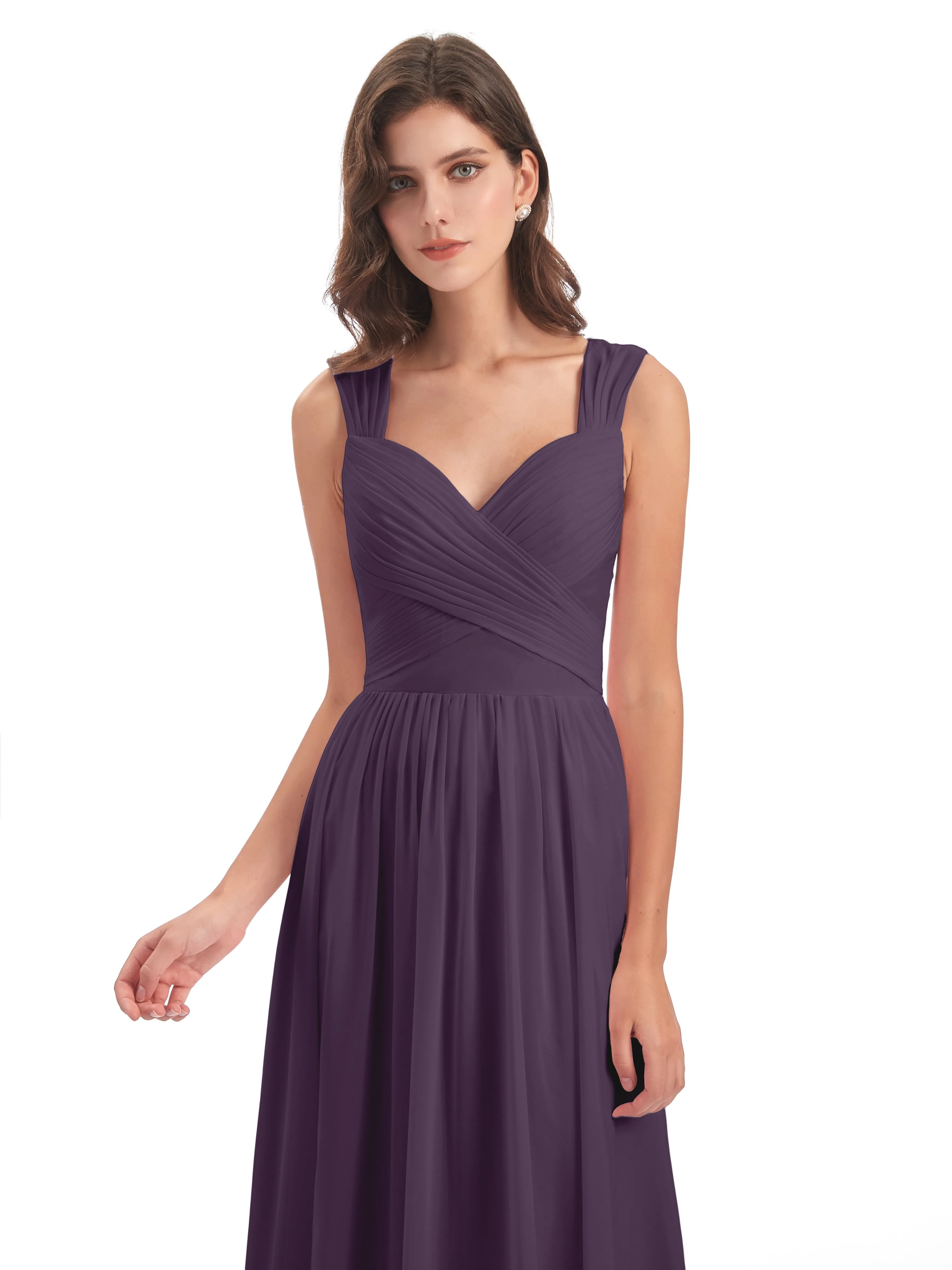 Ellie Flowy Key Hole Long Chiffon Bridesmaid Dresses