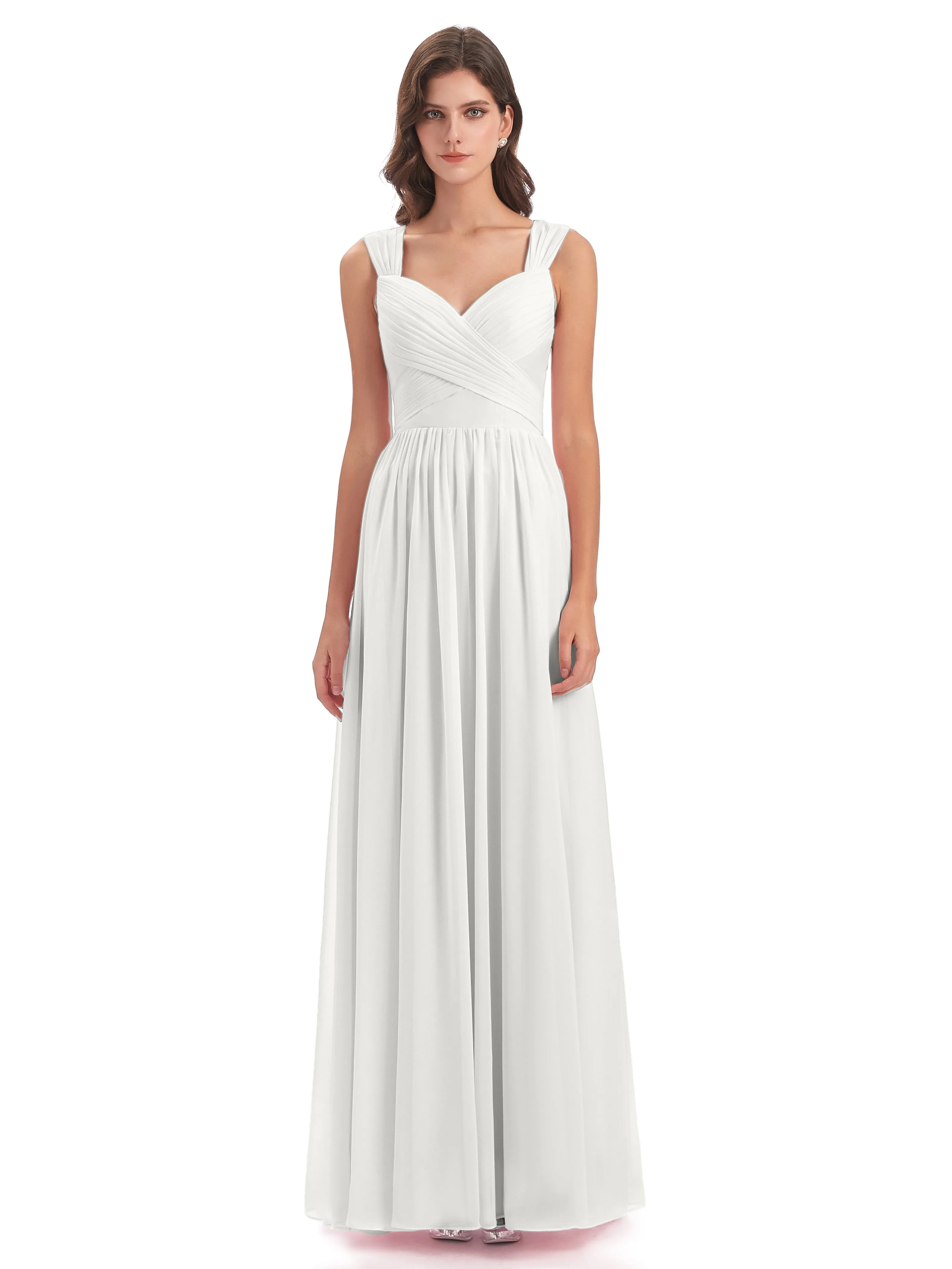 Ellie Flowy Key Hole Long Chiffon Bridesmaid Dresses