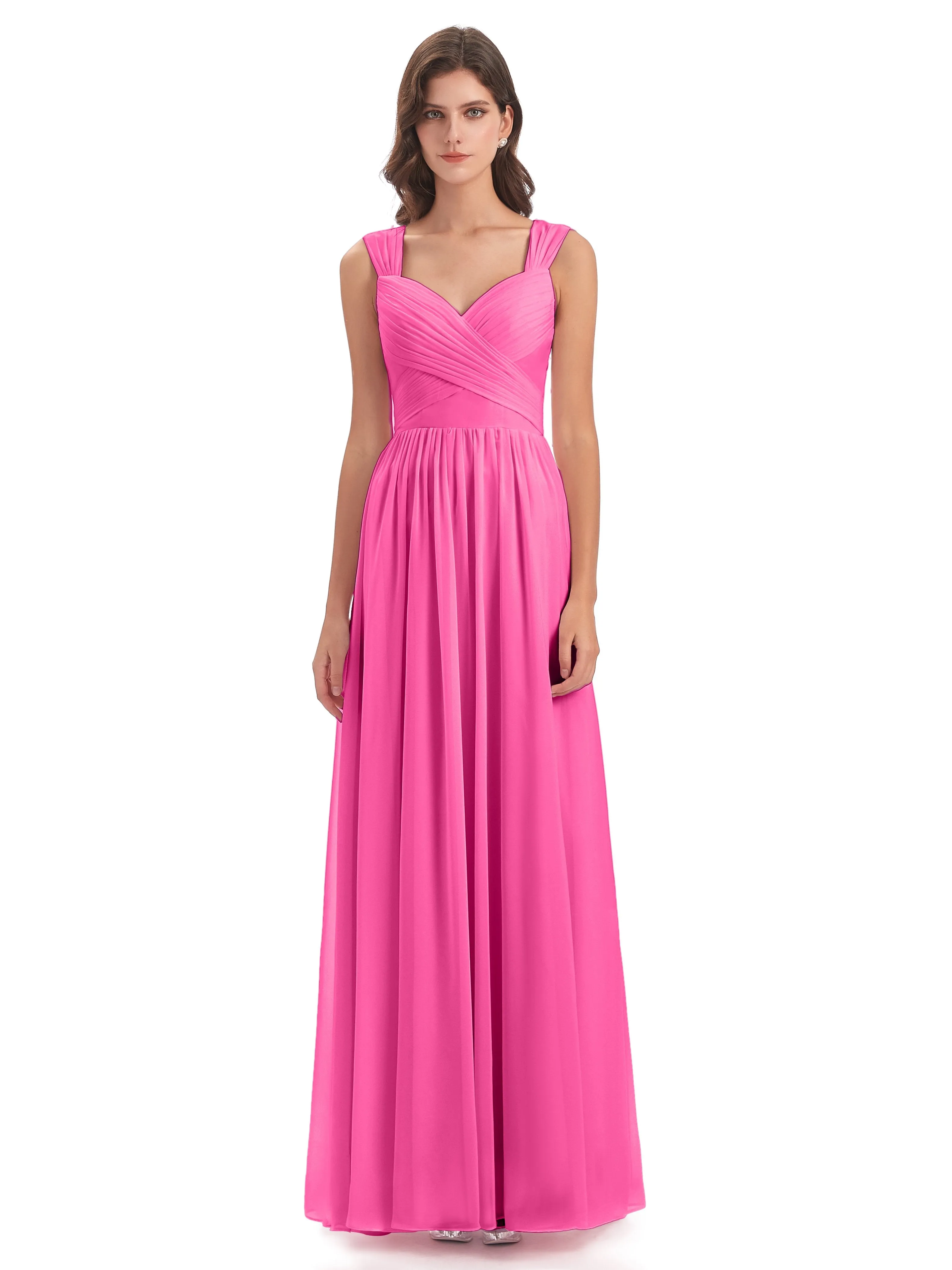 Ellie Flowy Key Hole Long Chiffon Bridesmaid Dresses