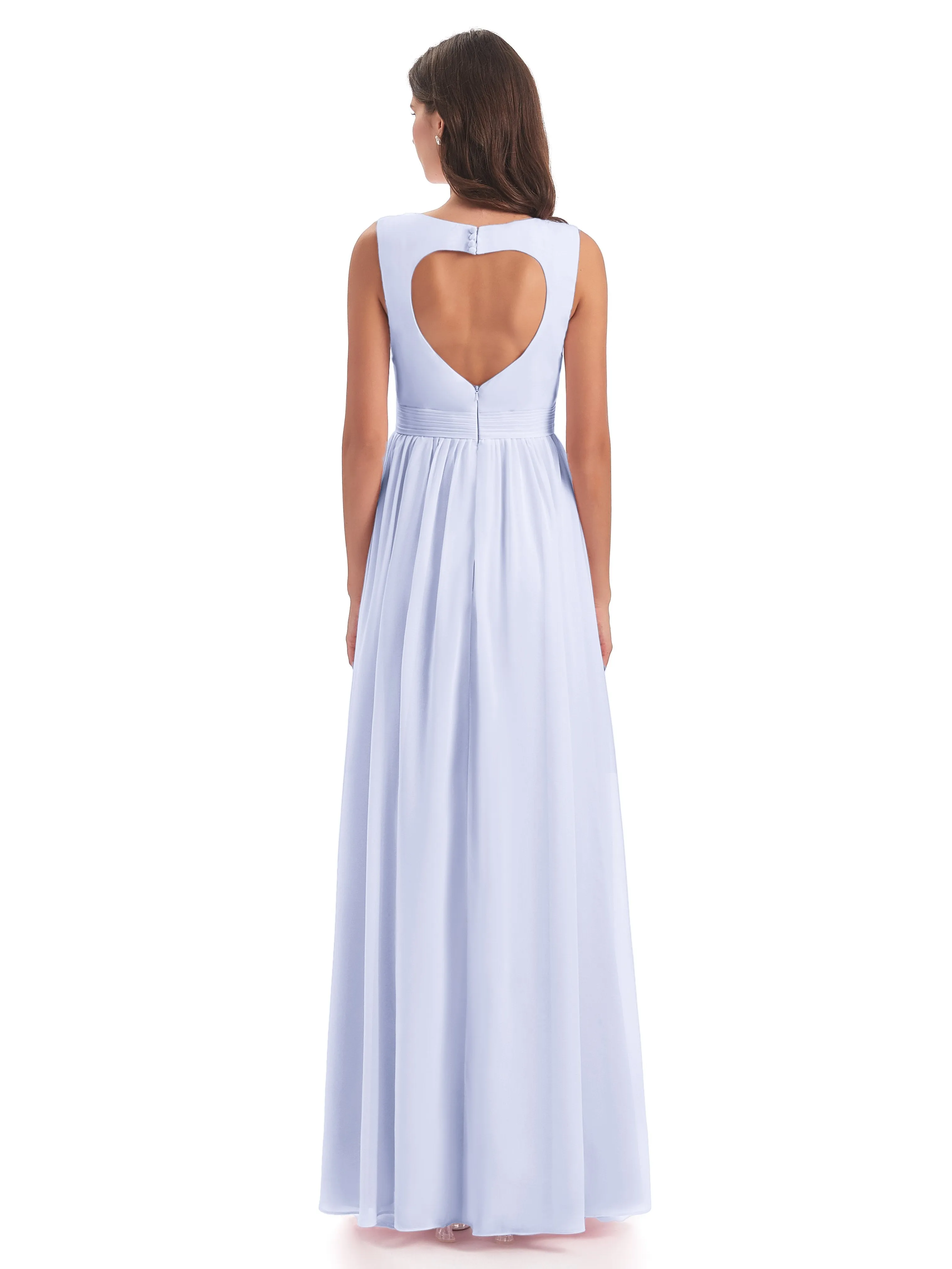 Ellie Flowy Key Hole Long Chiffon Bridesmaid Dresses