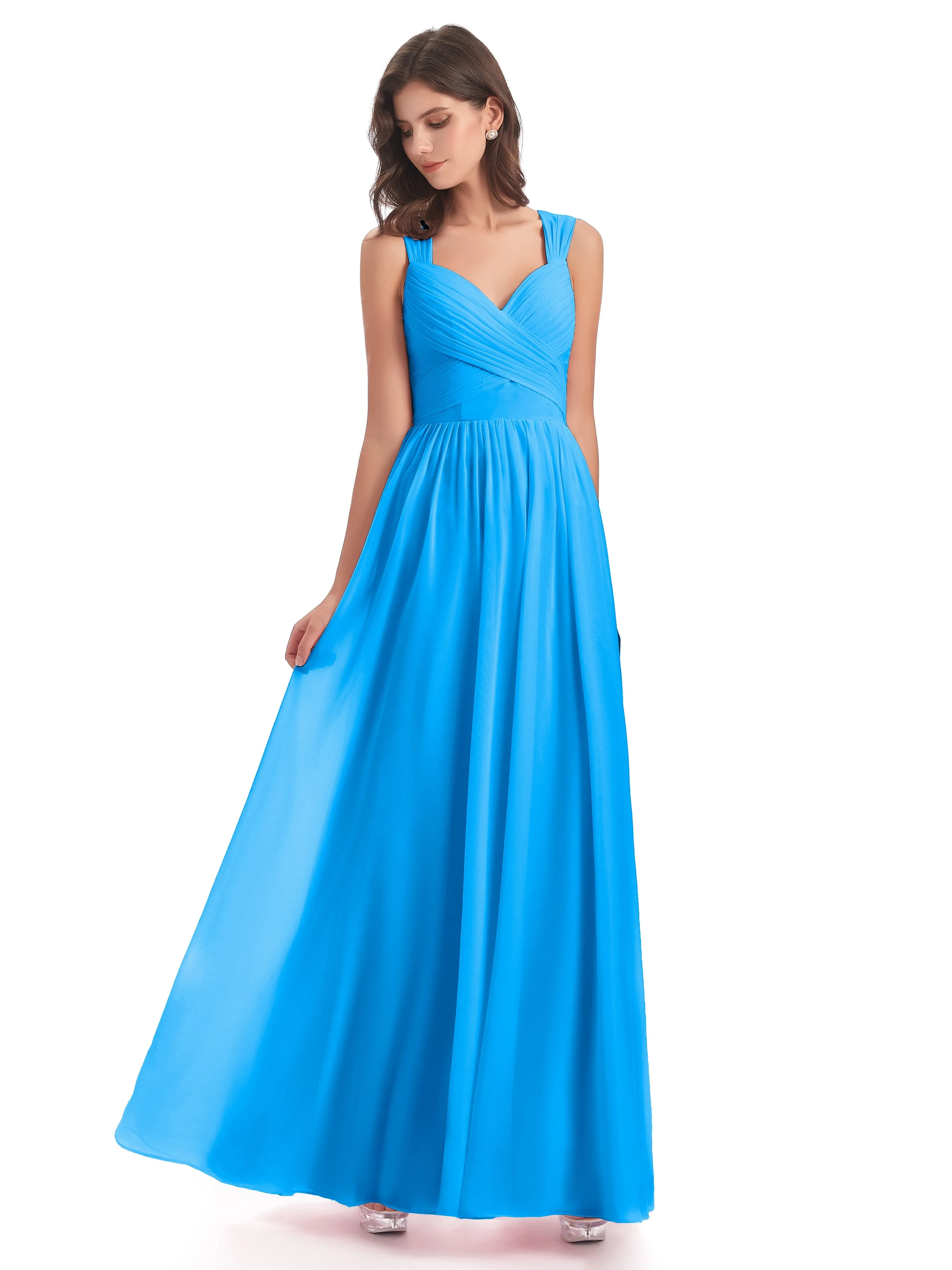 Ellie Flowy Key Hole Long Chiffon Bridesmaid Dresses